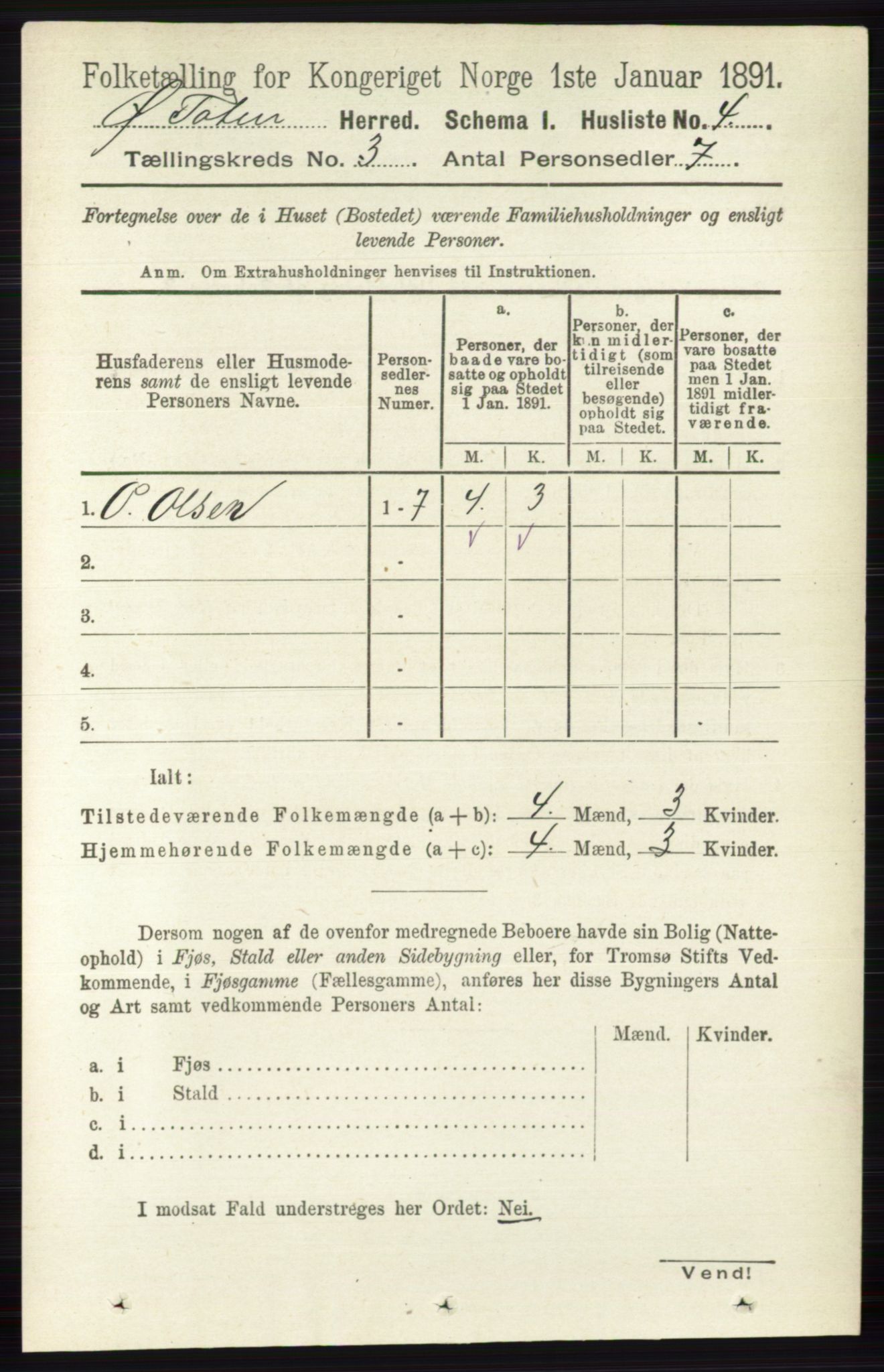 RA, Folketelling 1891 for 0528 Østre Toten herred, 1891, s. 1434