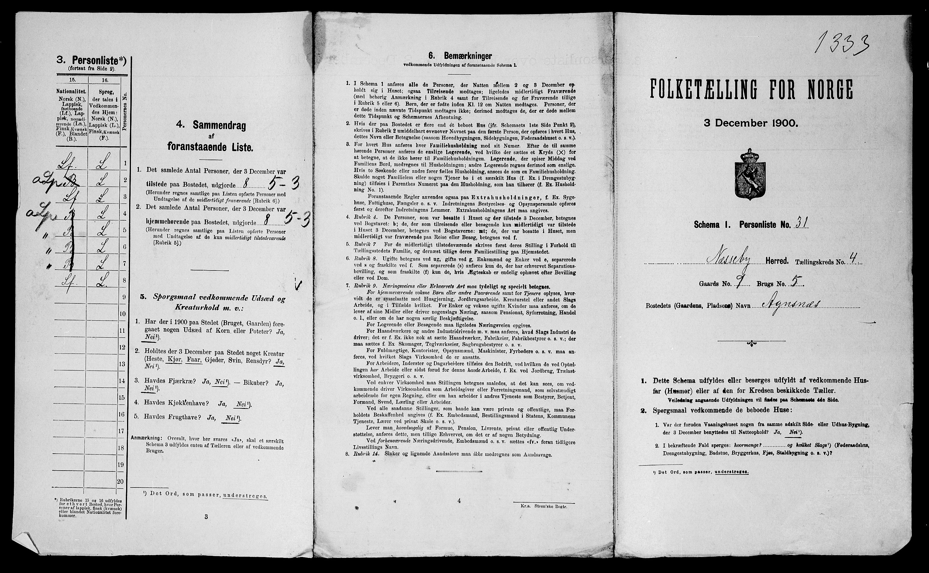 SATØ, Folketelling 1900 for 2027 Nesseby herred, 1900, s. 411