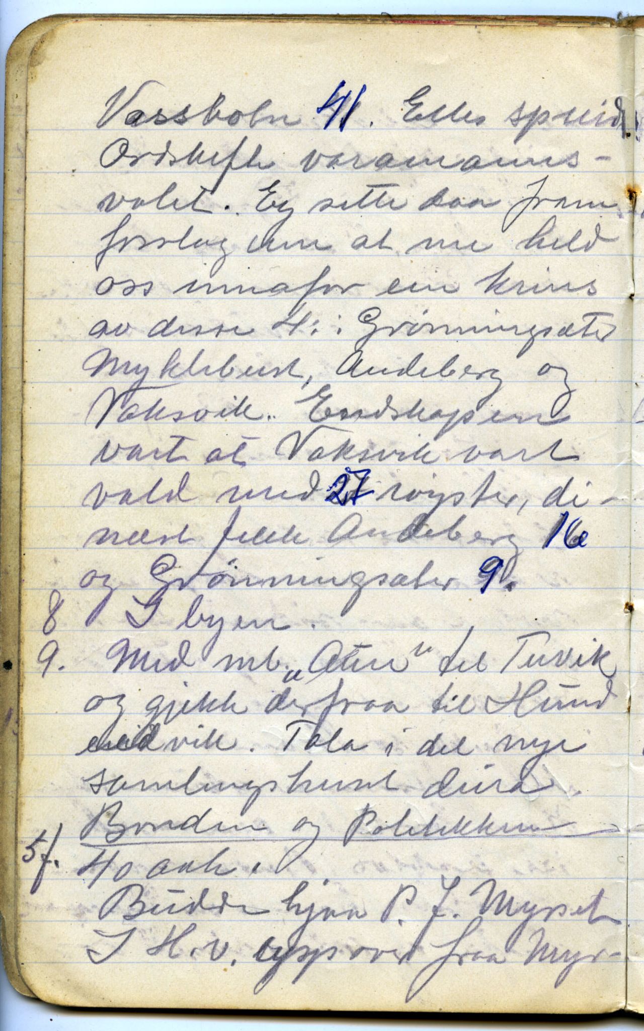 Gerhard Kjølås-arkivet, FMFB/A-1081/F/L0011: Bok IXa, 1918-1919