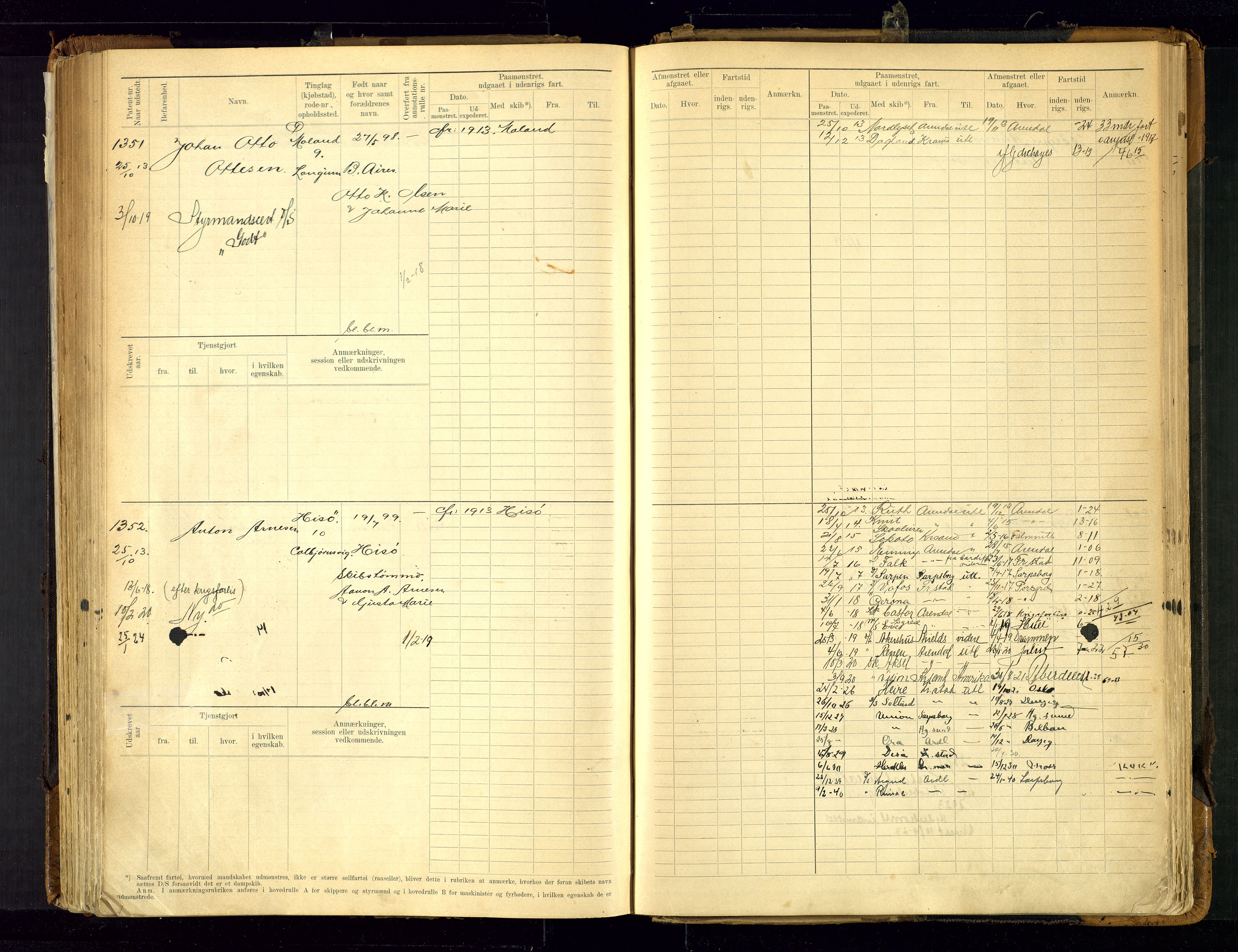 Arendal mønstringskrets, AV/SAK-2031-0012/F/Fb/L0021: Hovedrulle A nr 969-1465, S-19, 1910-1914, s. 196