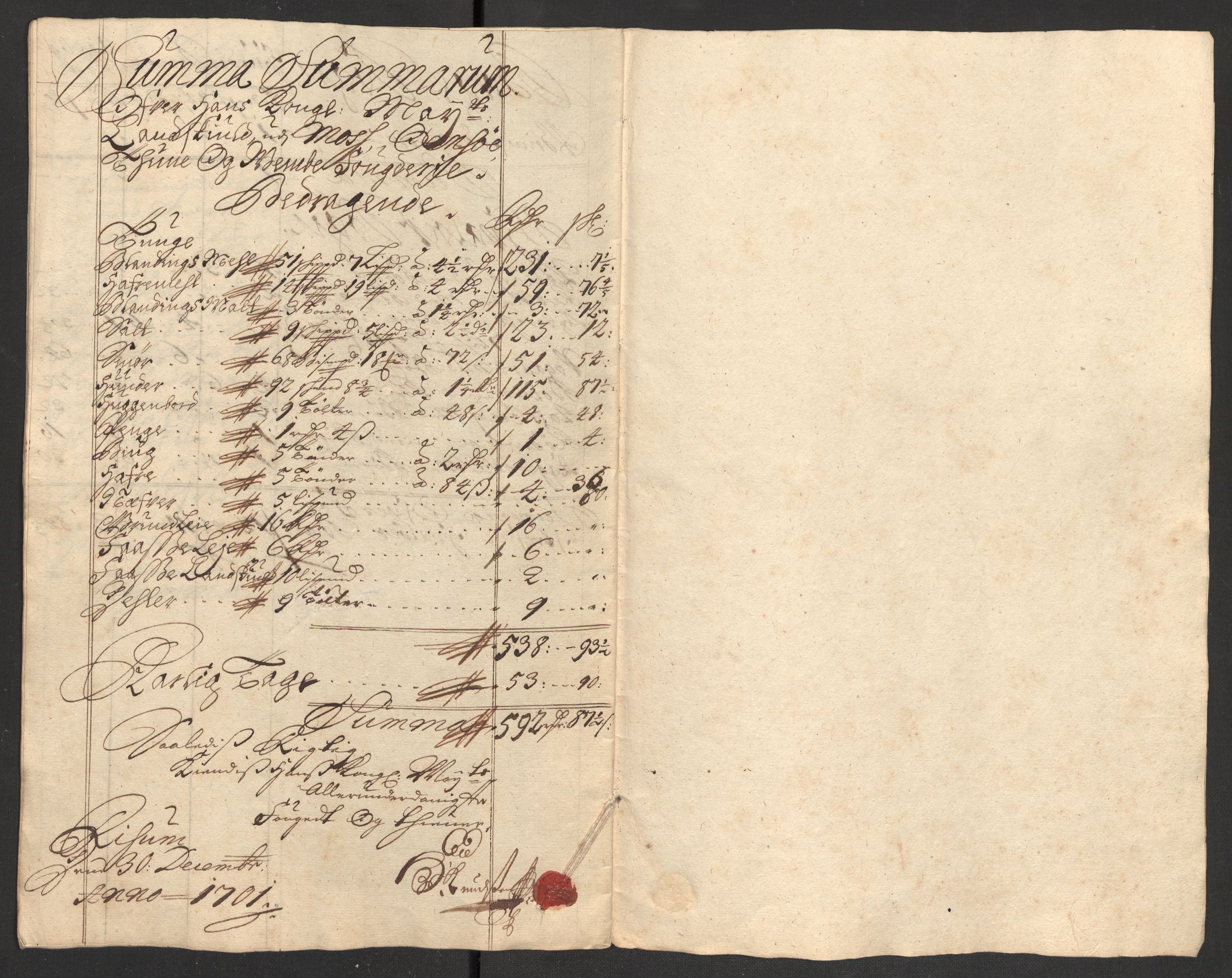 Rentekammeret inntil 1814, Reviderte regnskaper, Fogderegnskap, AV/RA-EA-4092/R04/L0130: Fogderegnskap Moss, Onsøy, Tune, Veme og Åbygge, 1701, s. 56