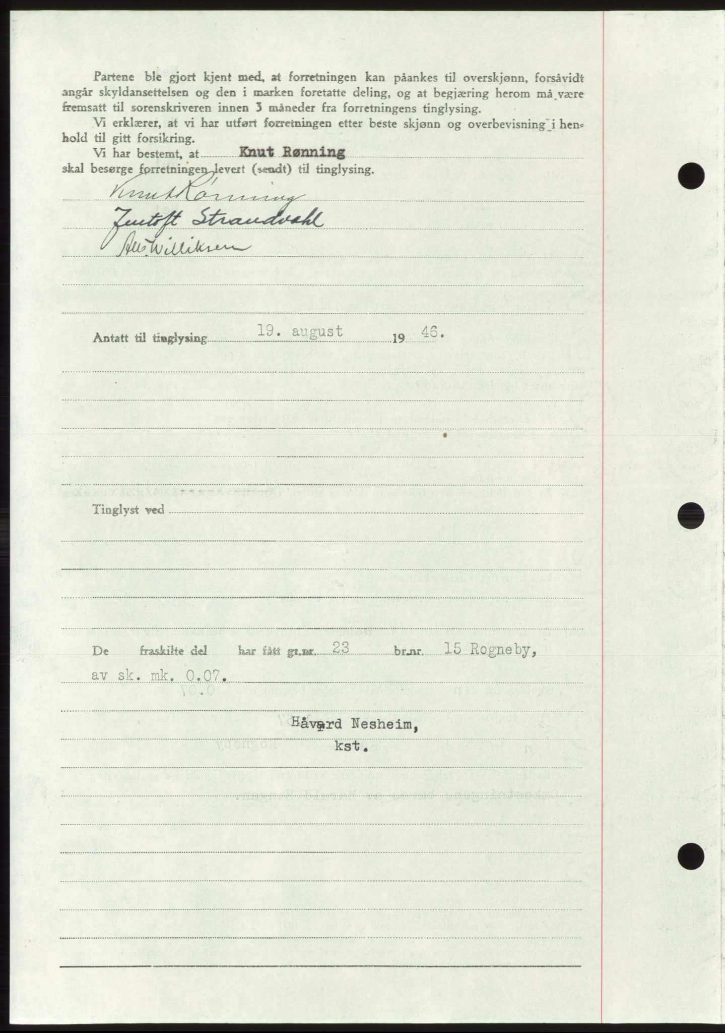 Namdal sorenskriveri, AV/SAT-A-4133/1/2/2C: Pantebok nr. -, 1946-1946, Dagboknr: 1495/1946