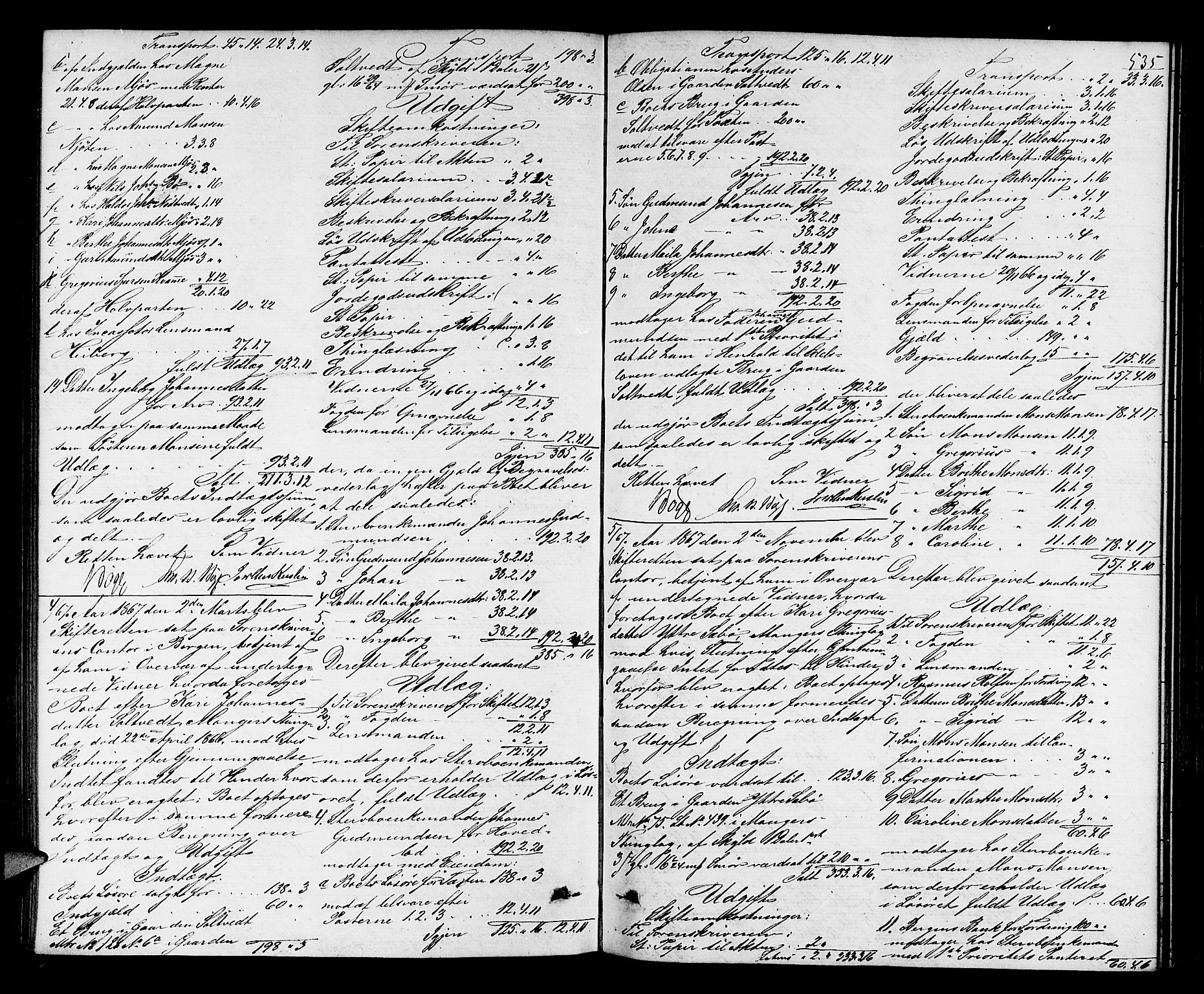 Nordhordland sorenskrivar, AV/SAB-A-2901/1/H/Hd/Hda/L0006: Skifteutlodningsprotokollar, 1862-1869, s. 534-535
