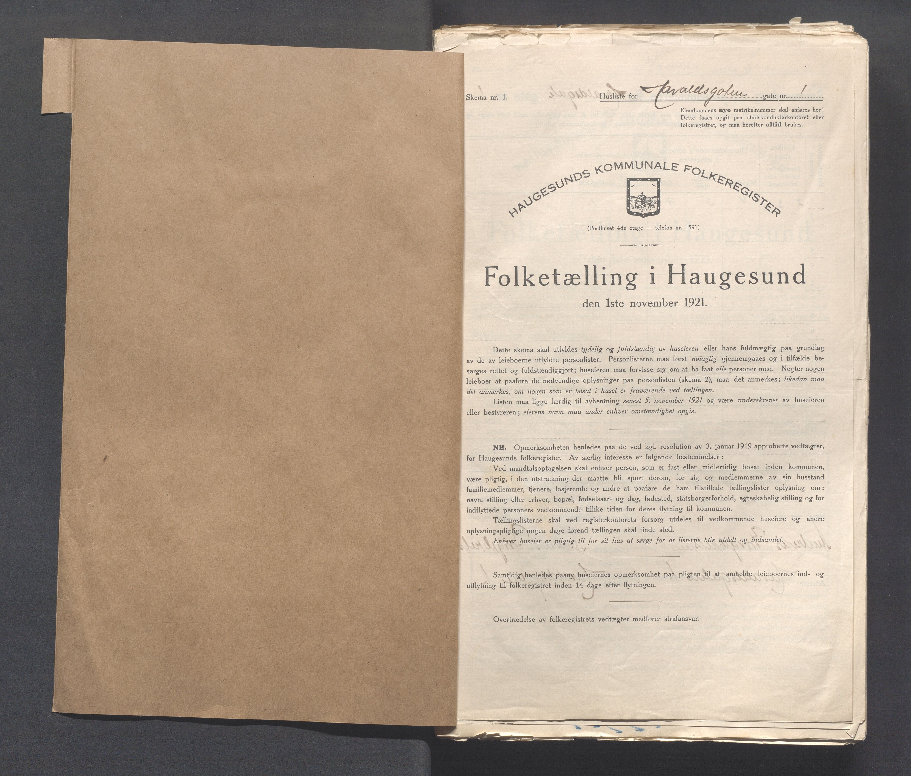 IKAR, Kommunal folketelling 1.11.1921 for Haugesund, 1921, s. 1242