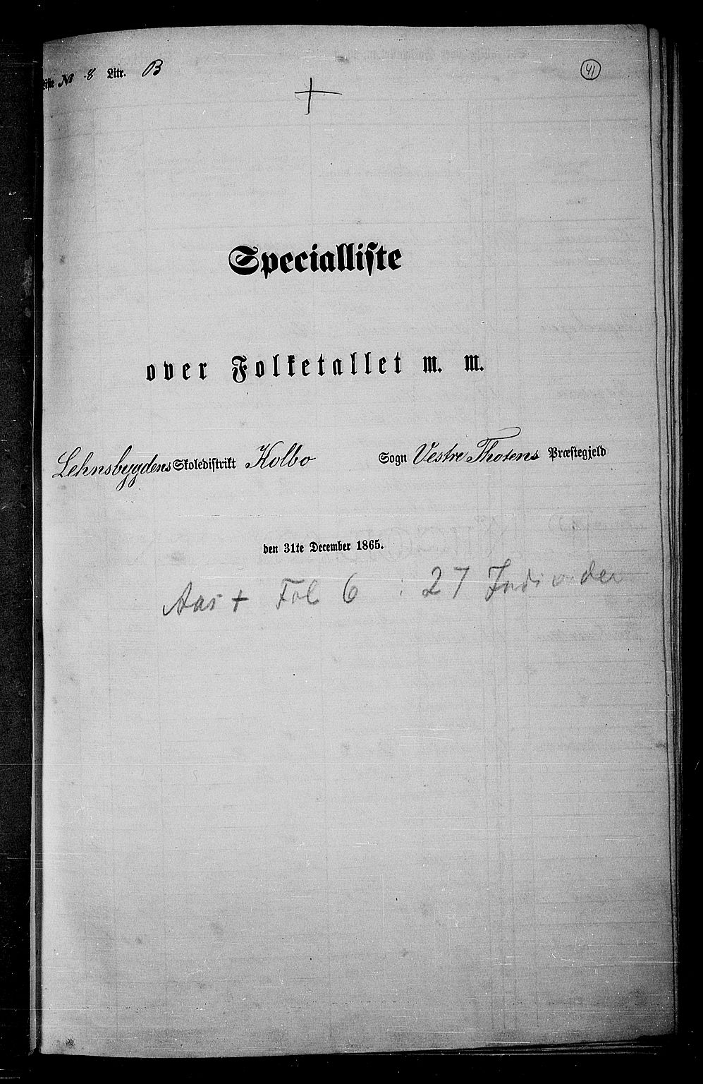 RA, Folketelling 1865 for 0529P Vestre Toten prestegjeld, 1865, s. 203