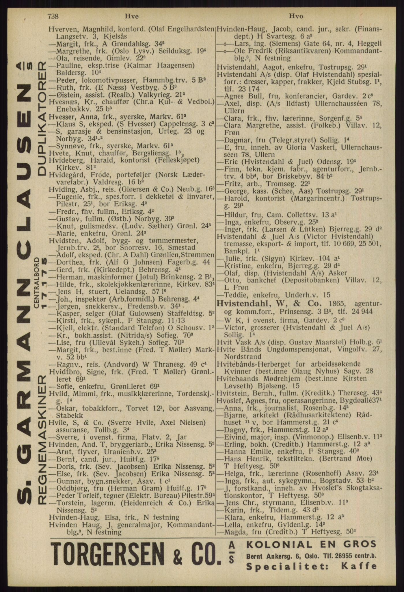Kristiania/Oslo adressebok, PUBL/-, 1939, s. 738