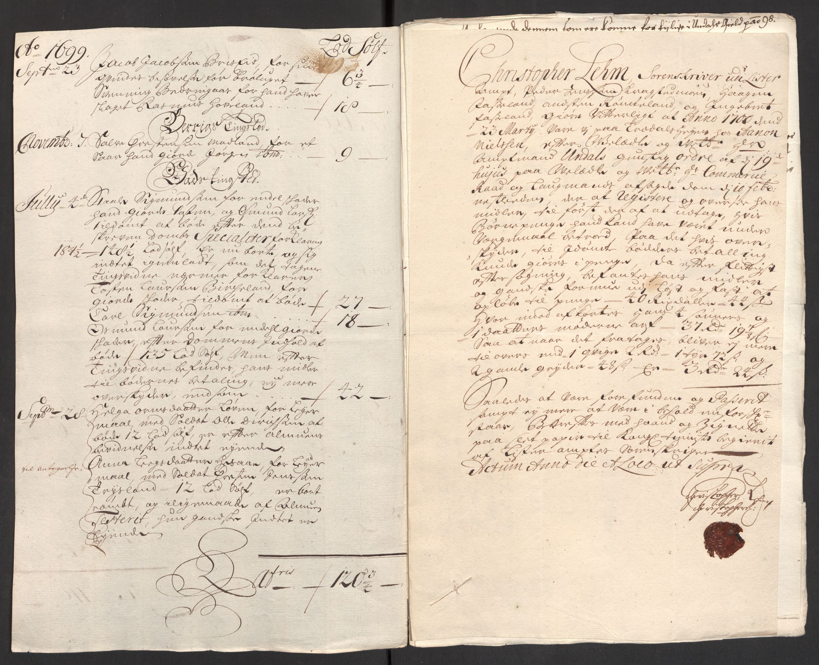 Rentekammeret inntil 1814, Reviderte regnskaper, Fogderegnskap, RA/EA-4092/R43/L2547: Fogderegnskap Lista og Mandal, 1698-1699, s. 175
