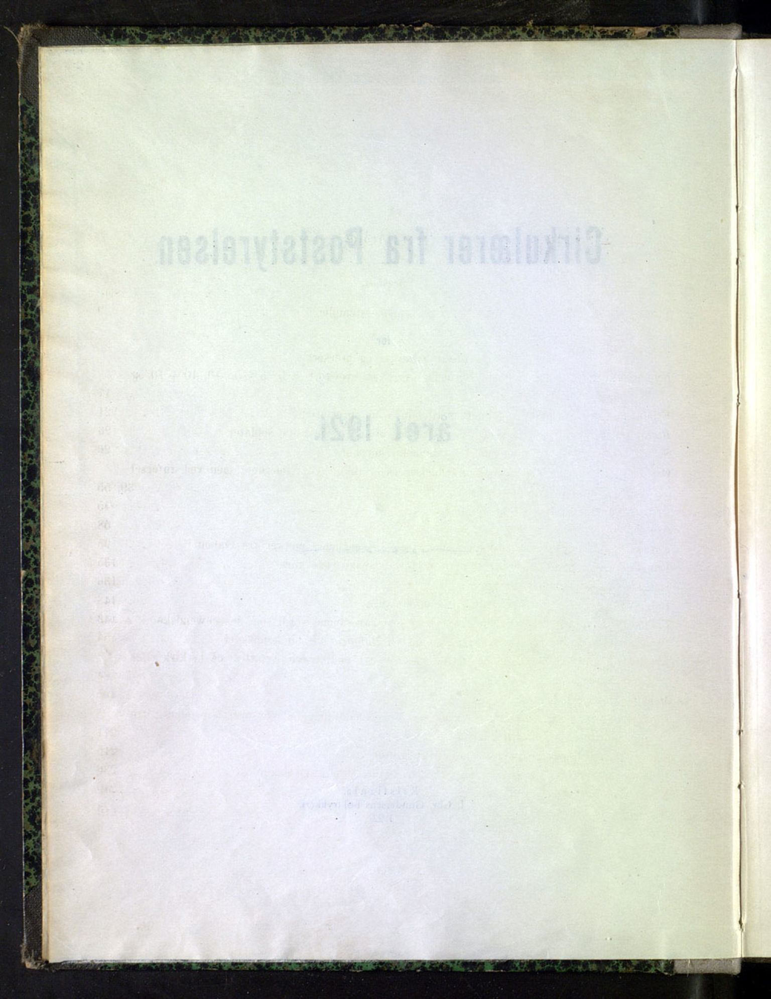 Norges Postmuseums bibliotek, NOPO/-/-/-: Sirkulærer fra Poststyrelsen, 1921