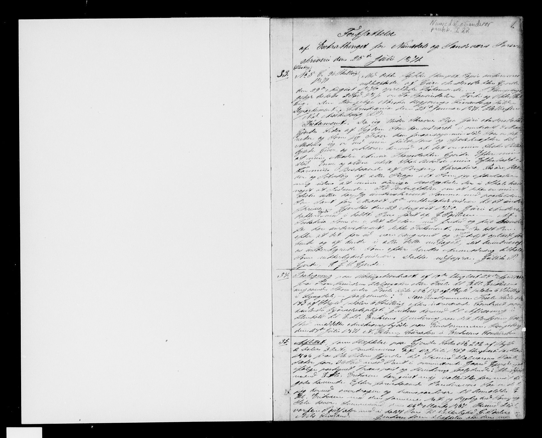 Numedal og Sandsvær sorenskriveri, AV/SAKO-A-128/G/Ga/Gaa/L0022: Pantebok nr. I 22, 1871-1874, s. 1