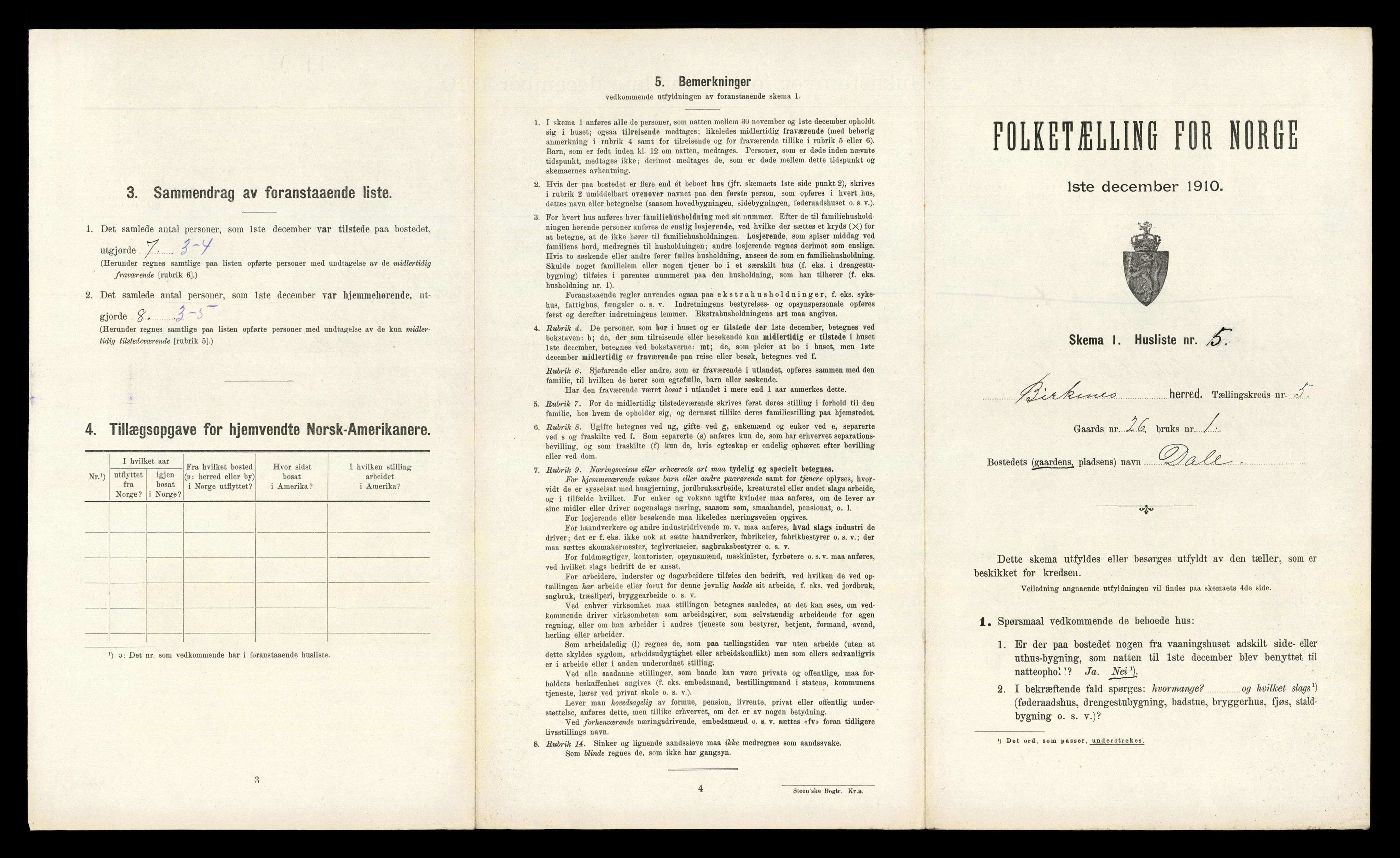 RA, Folketelling 1910 for 0928 Birkenes herred, 1910, s. 546