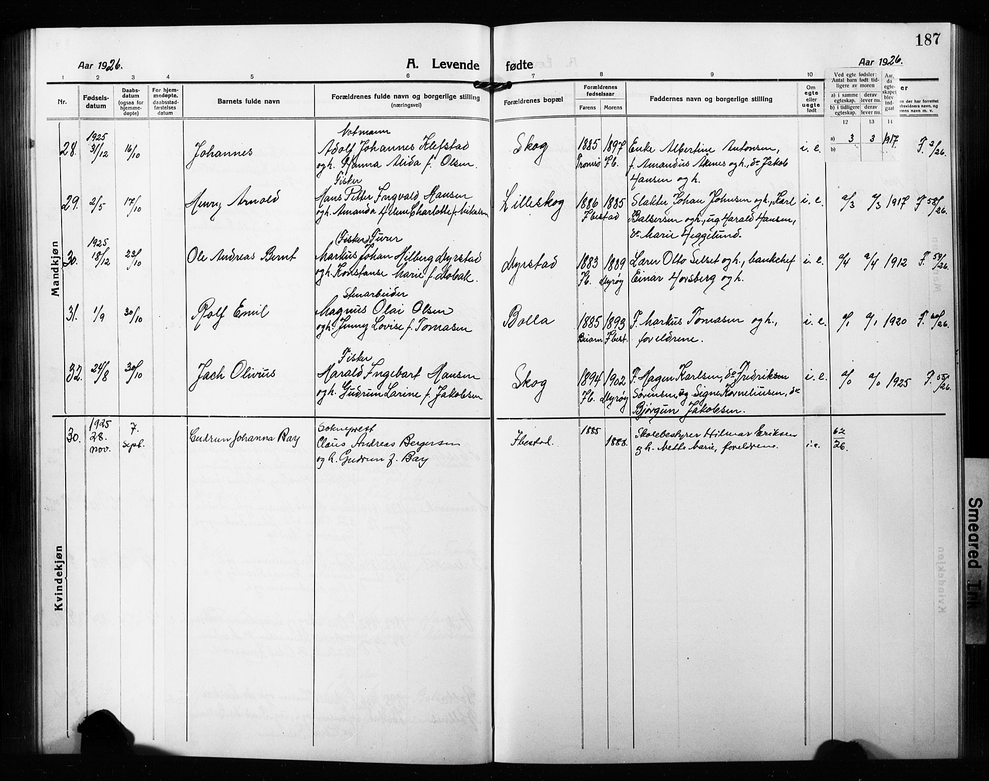 Ibestad sokneprestembete, AV/SATØ-S-0077/H/Ha/Hab/L0010klokker: Klokkerbok nr. 10, 1915-1929, s. 187