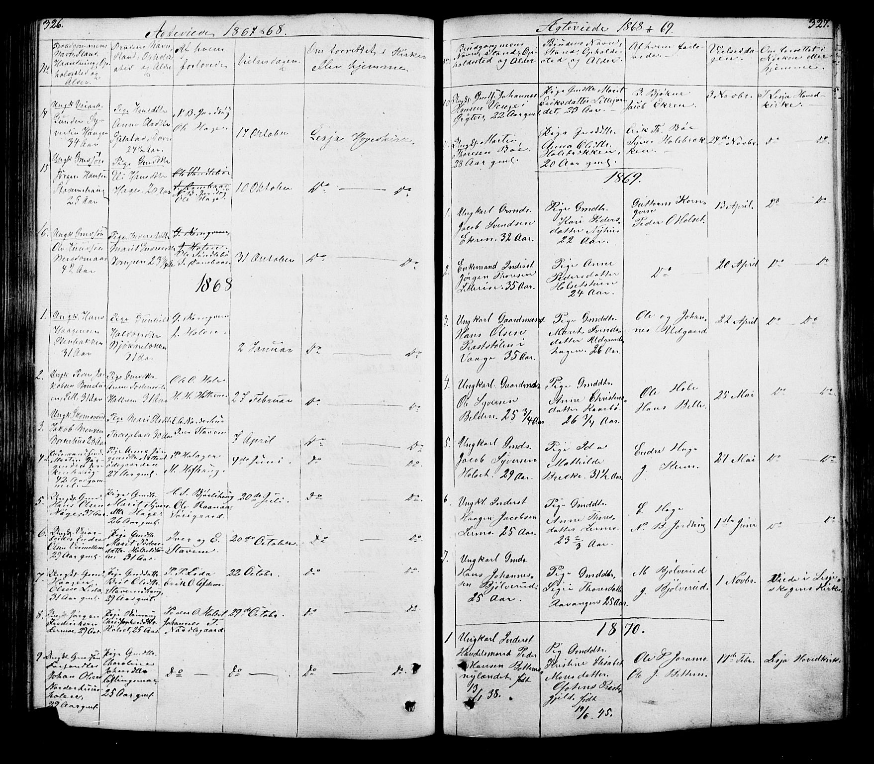 Lesja prestekontor, AV/SAH-PREST-068/H/Ha/Hab/L0005: Klokkerbok nr. 5, 1850-1894, s. 326-327