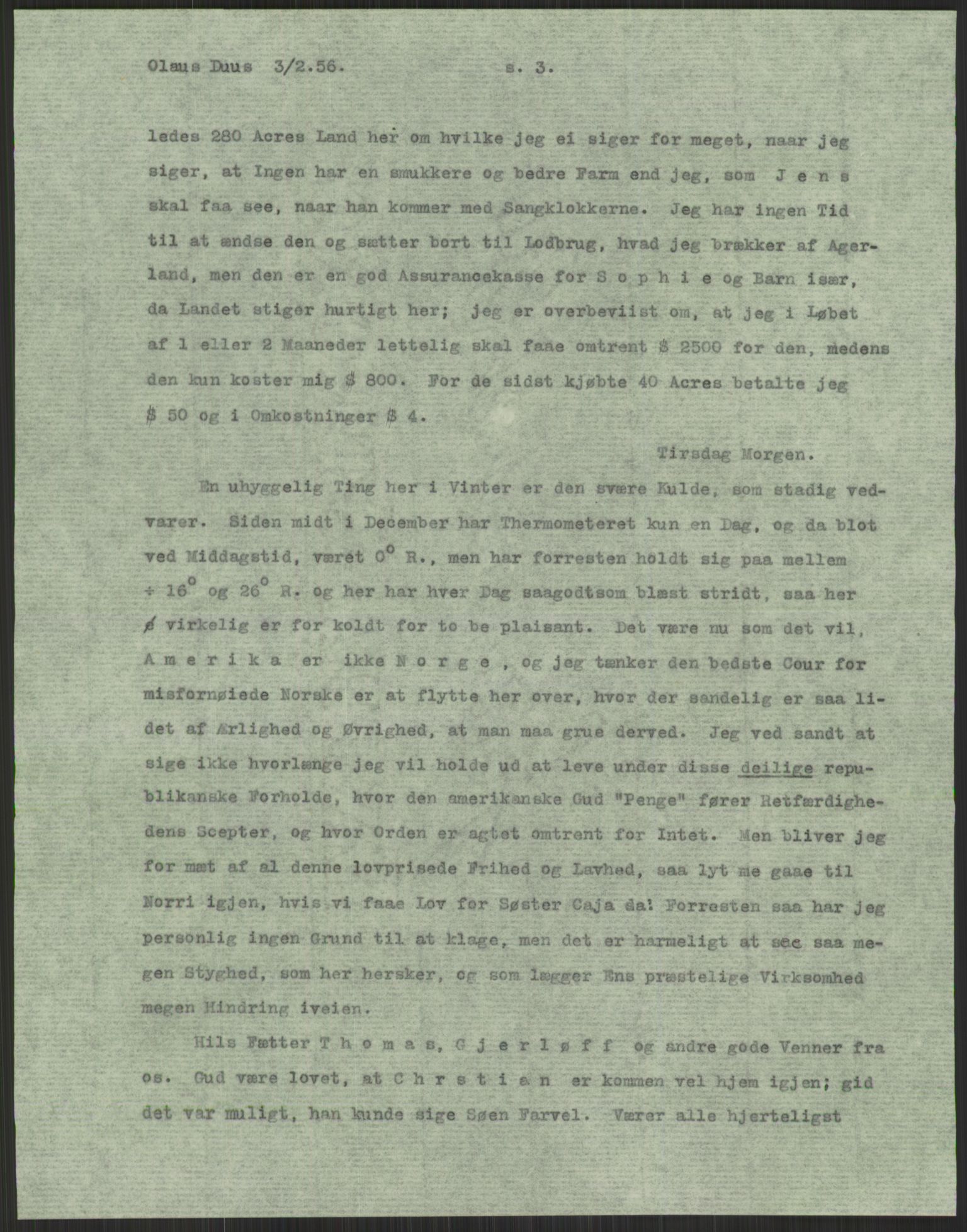 Samlinger til kildeutgivelse, Amerikabrevene, RA/EA-4057/F/L0022: Innlån fra Vestfold. Innlån fra Telemark: Bratås - Duus, 1838-1914, s. 267