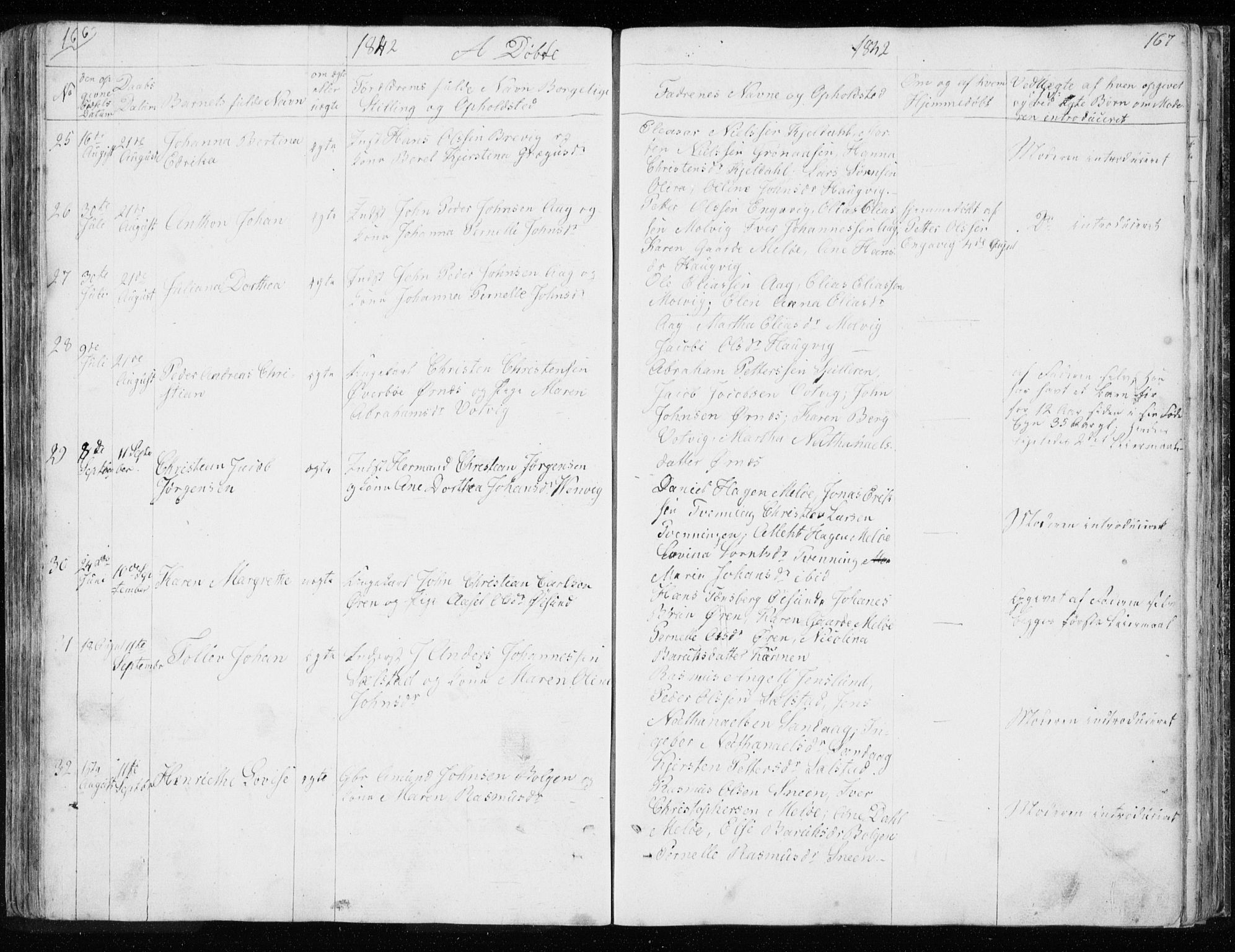 Ministerialprotokoller, klokkerbøker og fødselsregistre - Nordland, AV/SAT-A-1459/843/L0632: Klokkerbok nr. 843C01, 1833-1853, s. 166-167