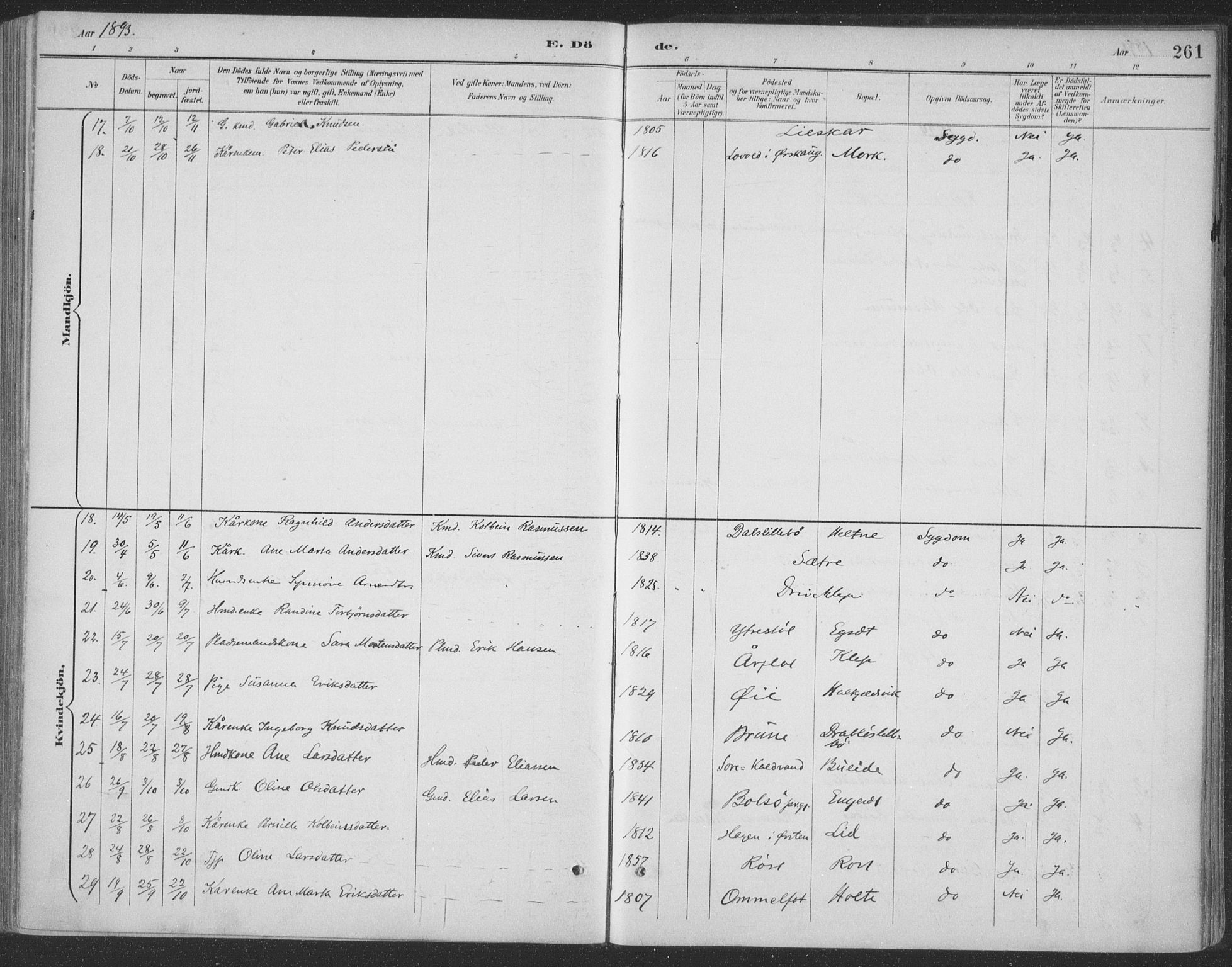 Ministerialprotokoller, klokkerbøker og fødselsregistre - Møre og Romsdal, AV/SAT-A-1454/511/L0142: Ministerialbok nr. 511A09, 1891-1905, s. 261