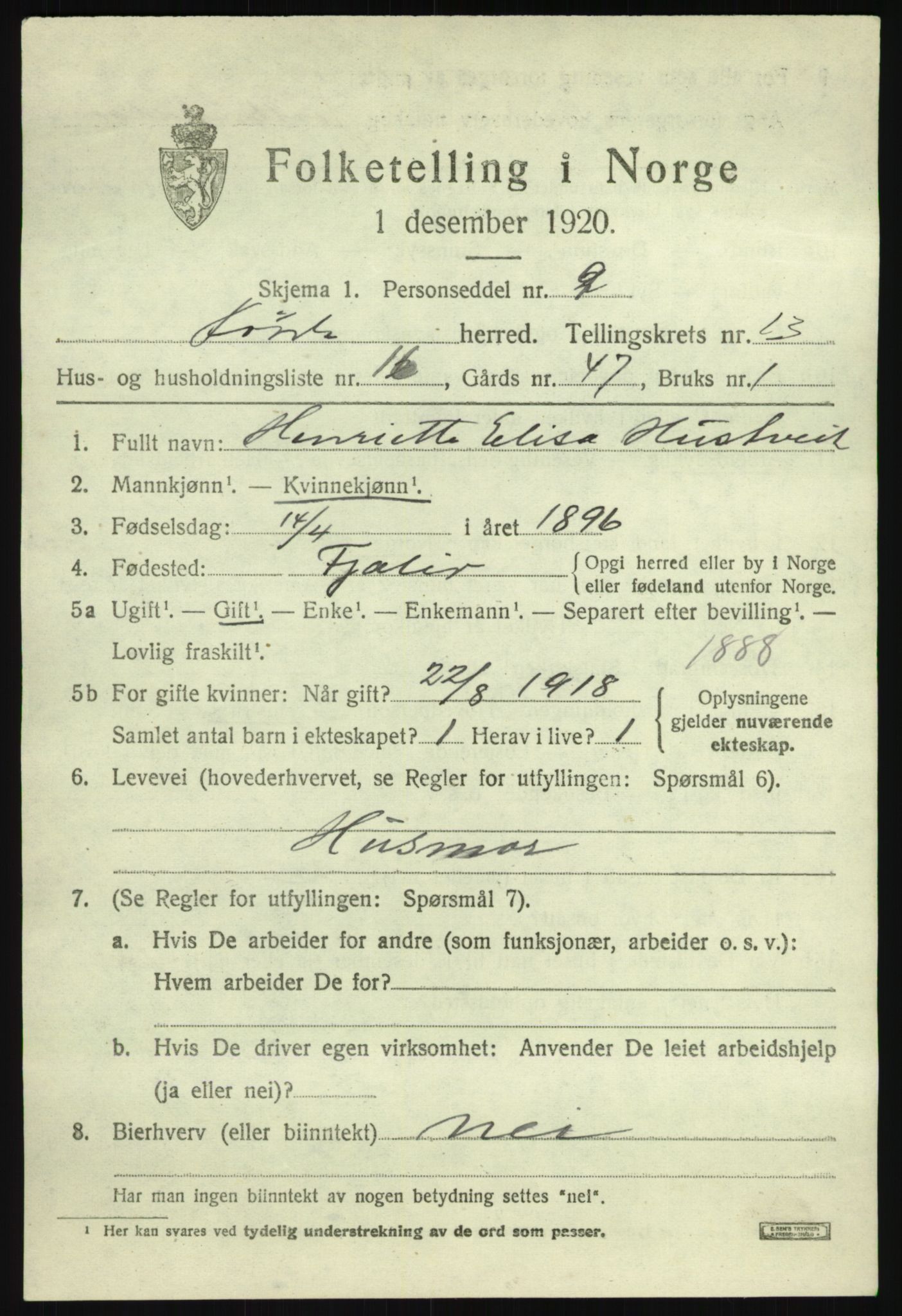 SAB, Folketelling 1920 for 1432 Førde herred, 1920, s. 4782
