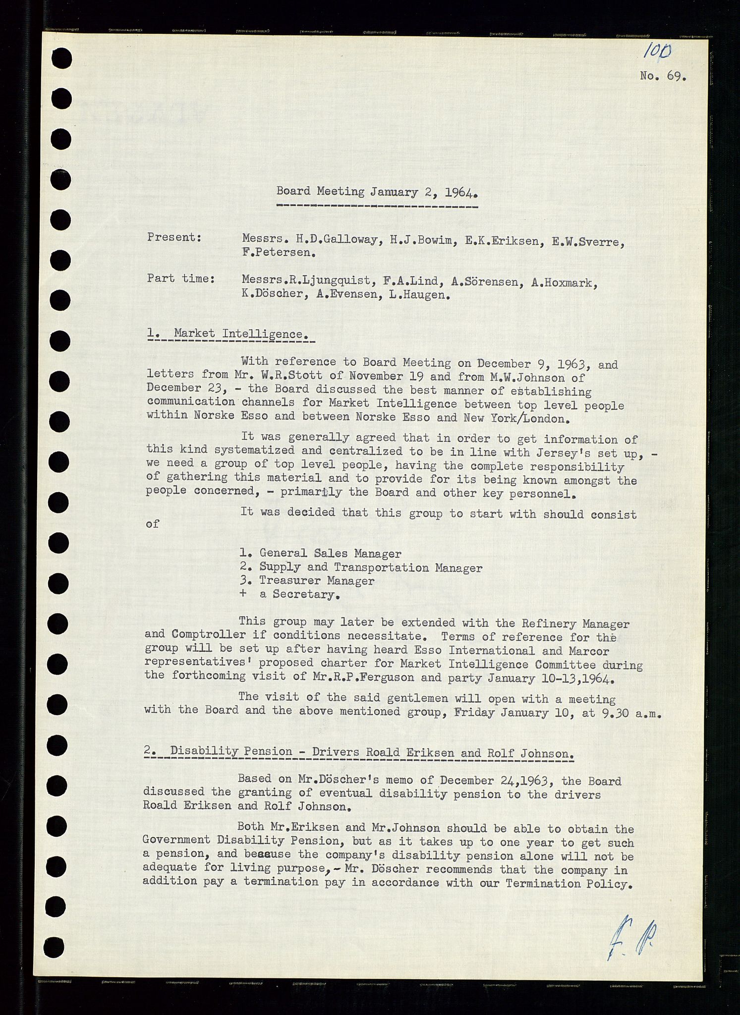 Pa 0982 - Esso Norge A/S, AV/SAST-A-100448/A/Aa/L0001/0004: Den administrerende direksjon Board minutes (styrereferater) / Den administrerende direksjon Board minutes (styrereferater), 1963-1964, s. 161