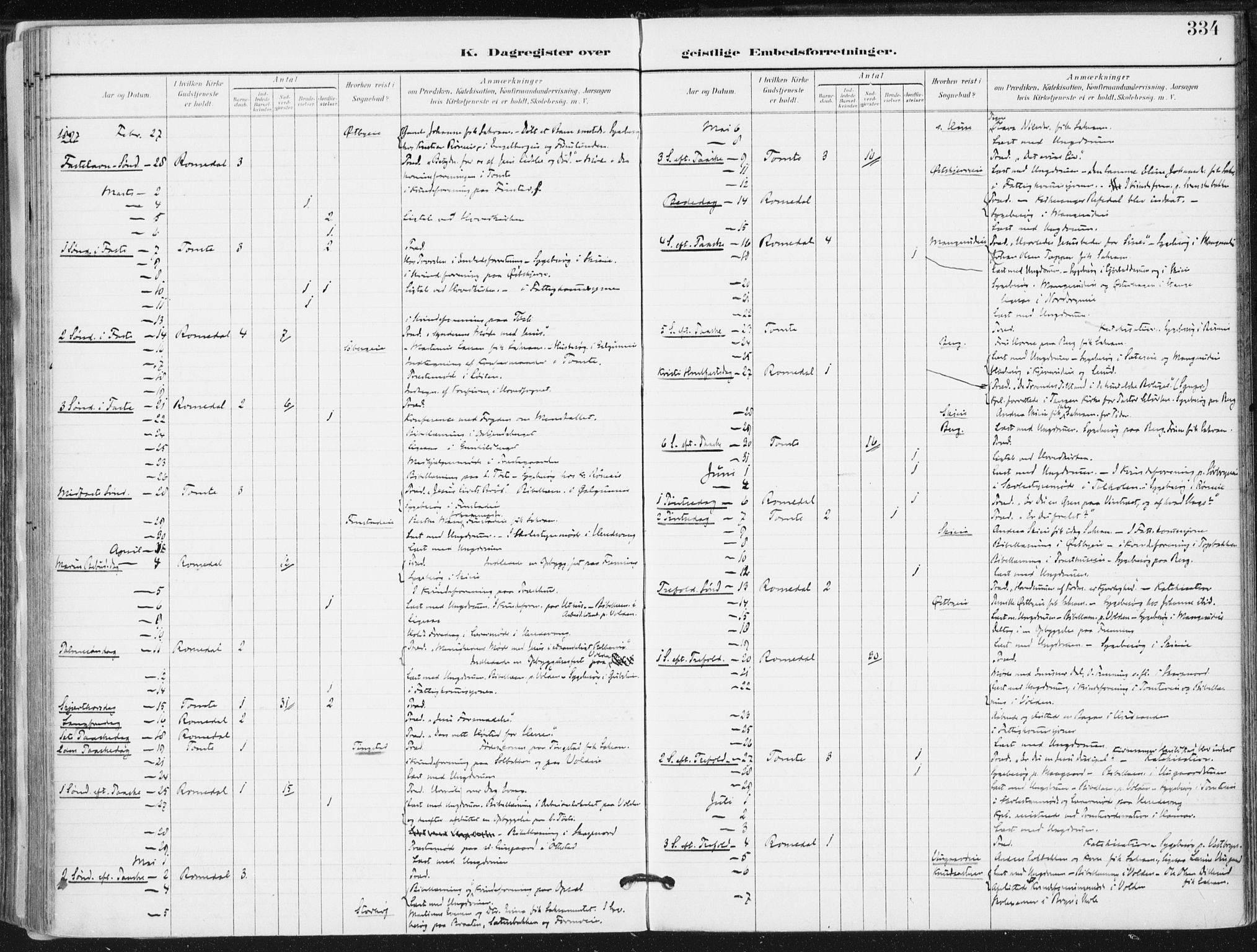 Romedal prestekontor, AV/SAH-PREST-004/K/L0011: Ministerialbok nr. 11, 1896-1912, s. 334