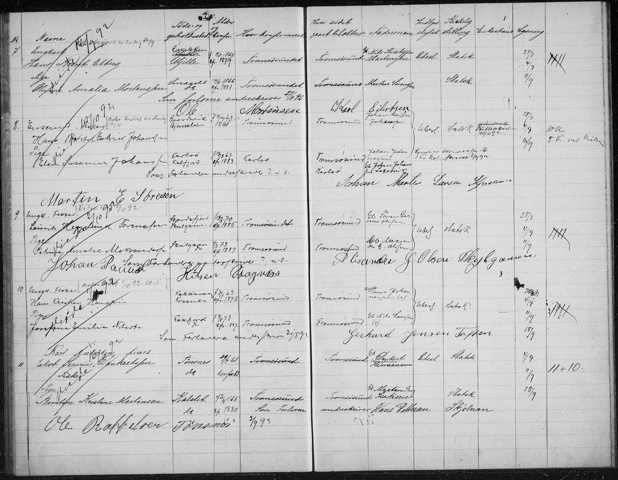 Tromsøysund sokneprestkontor, AV/SATØ-S-1304/H/Hc/L0057: Lysningsprotokoll nr. 57, 1887-1894