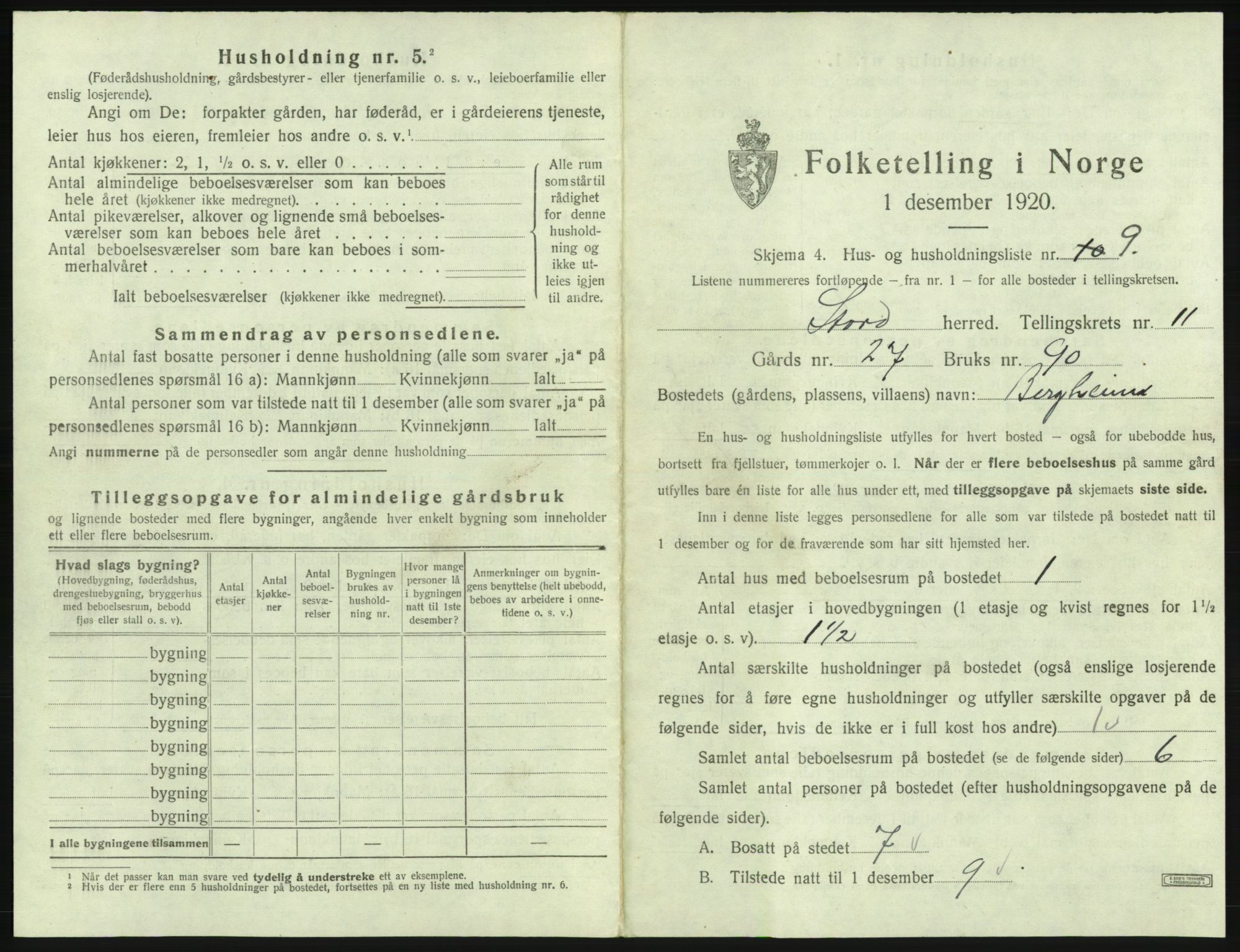 SAB, Folketelling 1920 for 1221 Stord herred, 1920, s. 777