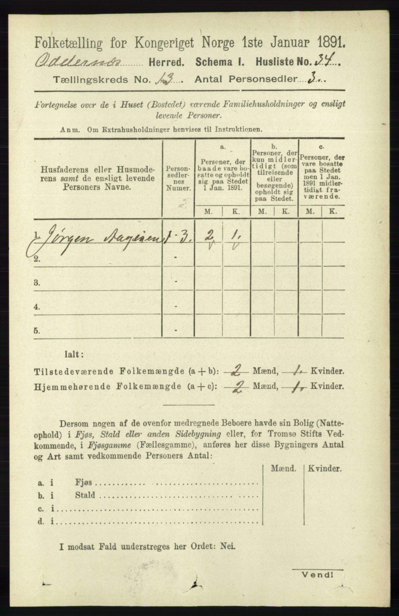 RA, Folketelling 1891 for 1012 Oddernes herred, 1891, s. 4635