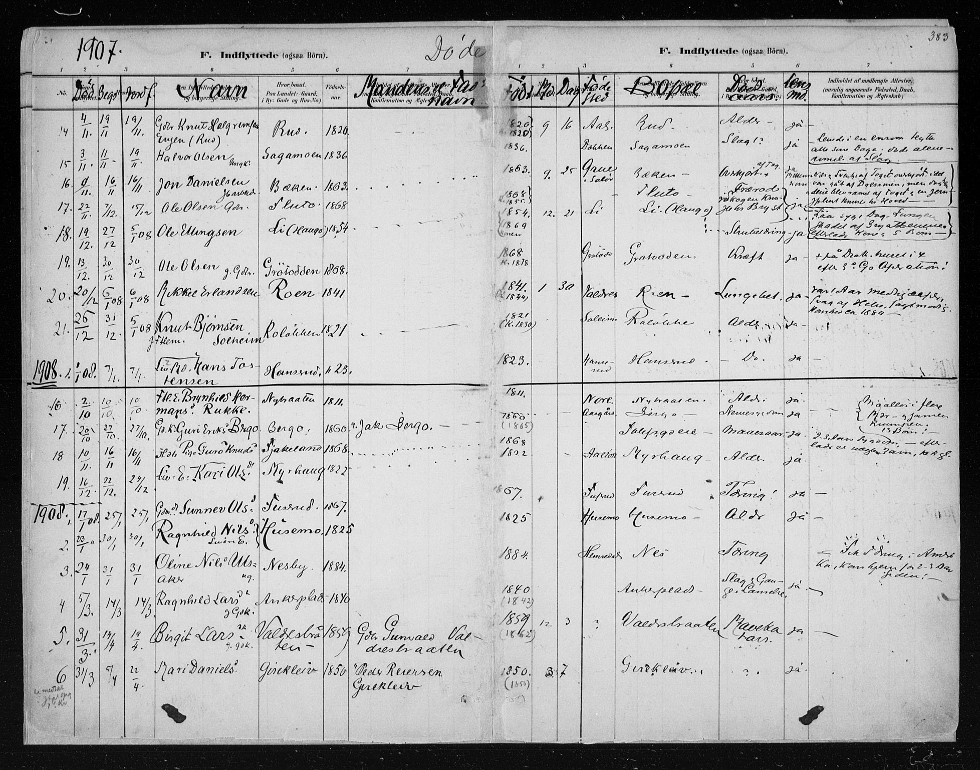 Nes kirkebøker, AV/SAKO-A-236/F/Fa/L0011: Ministerialbok nr. 11, 1881-1912, s. 383