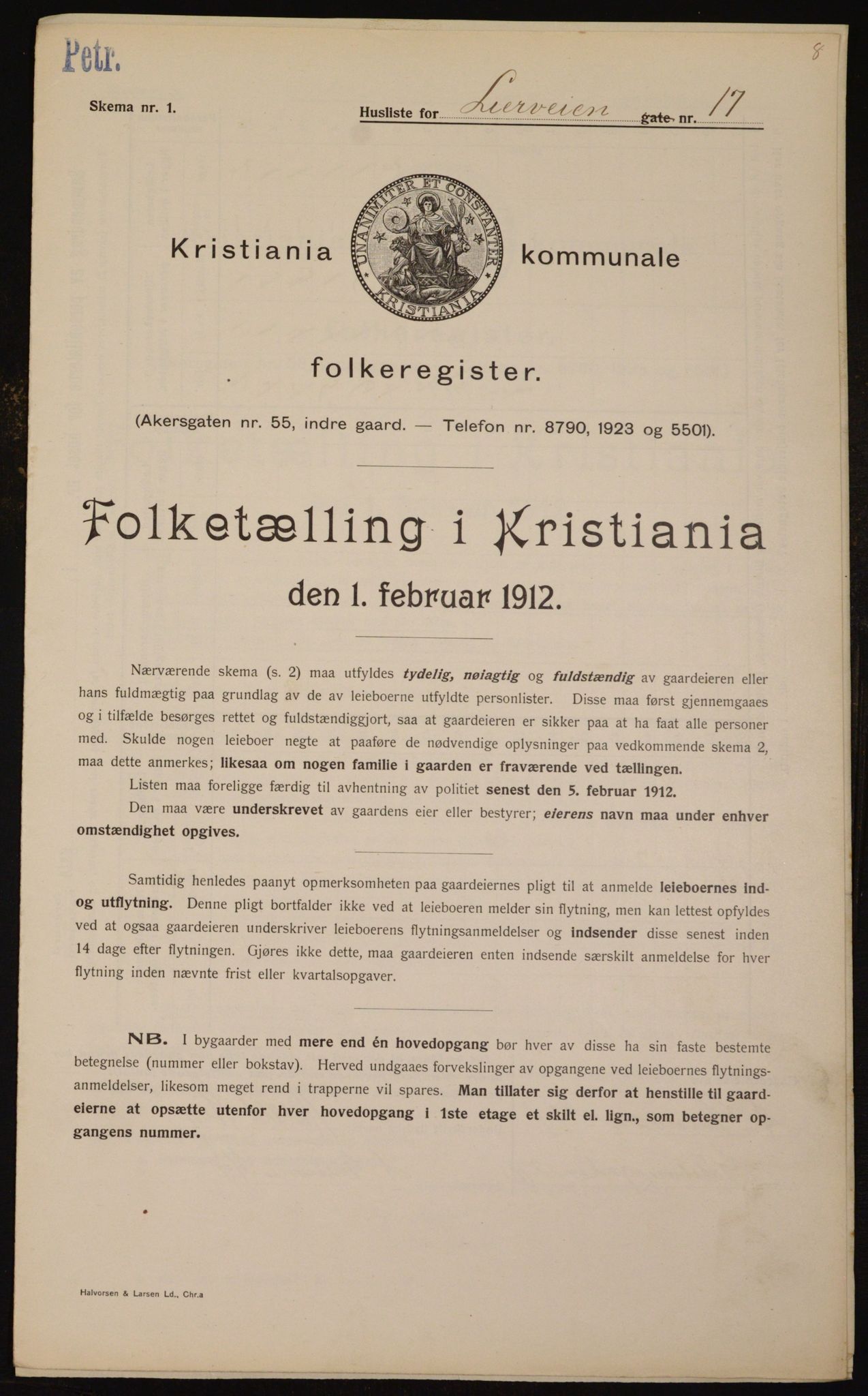 OBA, Kommunal folketelling 1.2.1912 for Kristiania, 1912, s. 57853