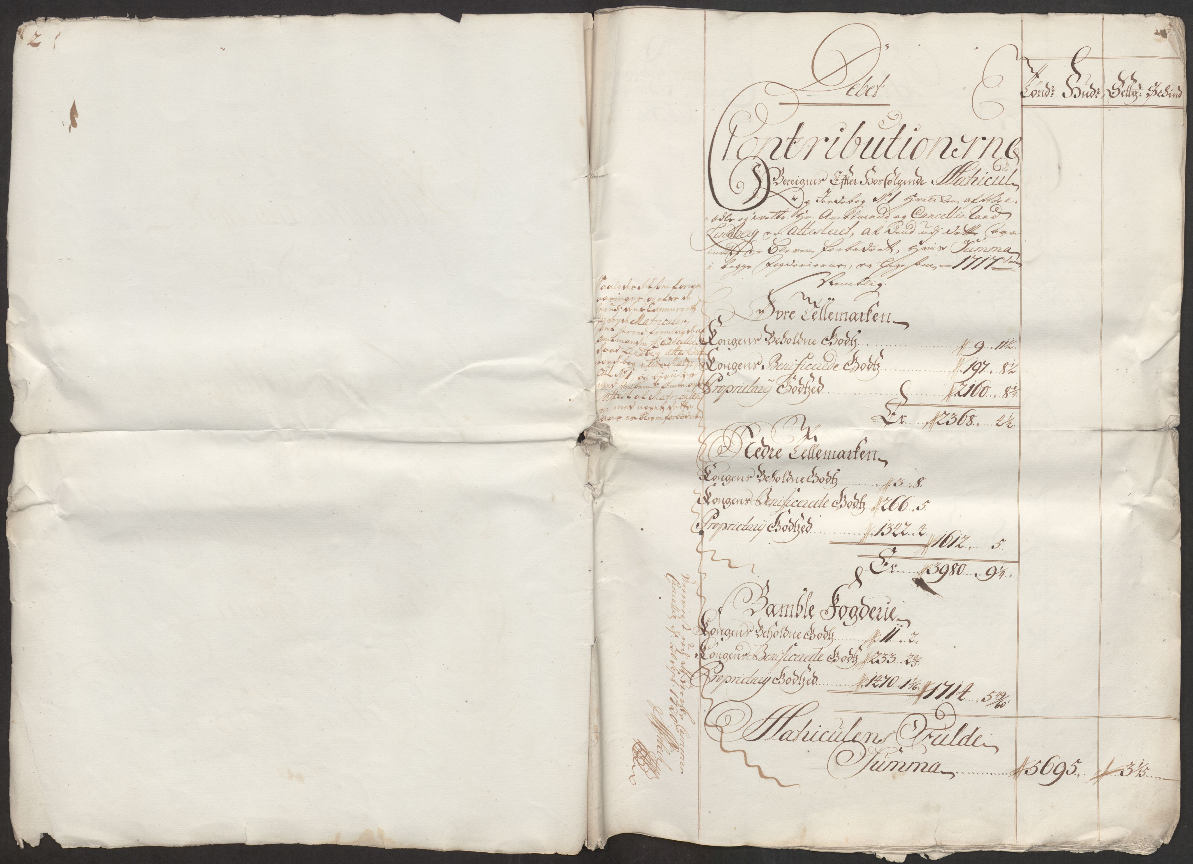 Rentekammeret inntil 1814, Reviderte regnskaper, Fogderegnskap, AV/RA-EA-4092/R36/L2130: Fogderegnskap Øvre og Nedre Telemark og Bamble, 1718, s. 5