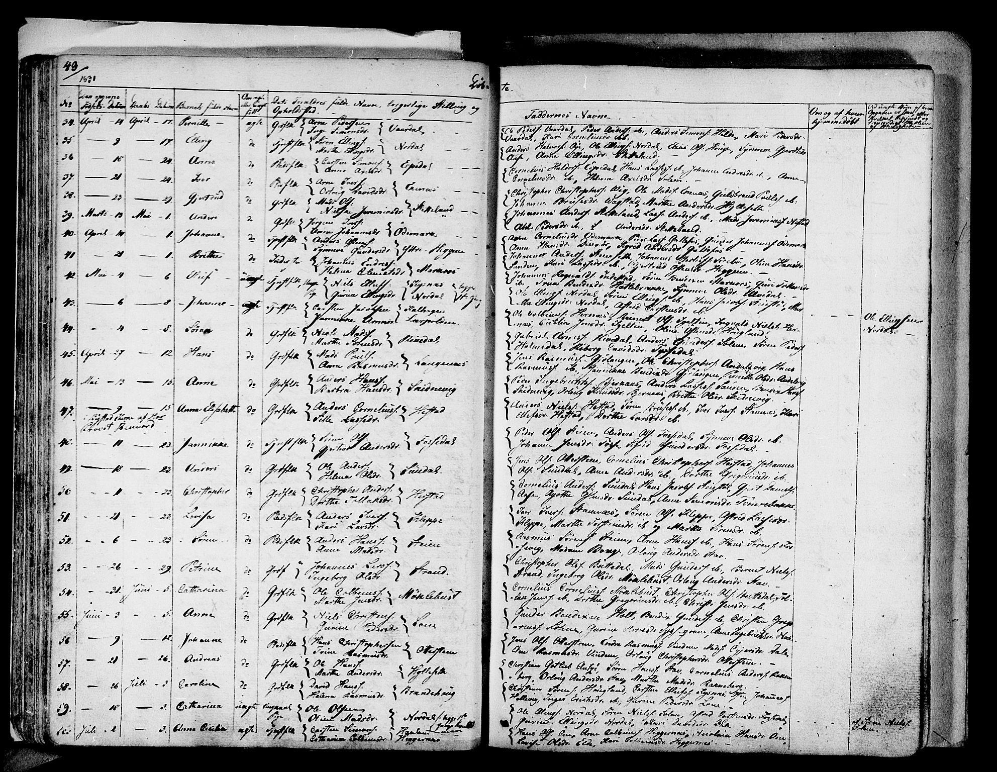 Fjaler sokneprestembete, AV/SAB-A-79801/H/Haa/Haaa/L0005: Ministerialbok nr. A 5, 1821-1835, s. 43