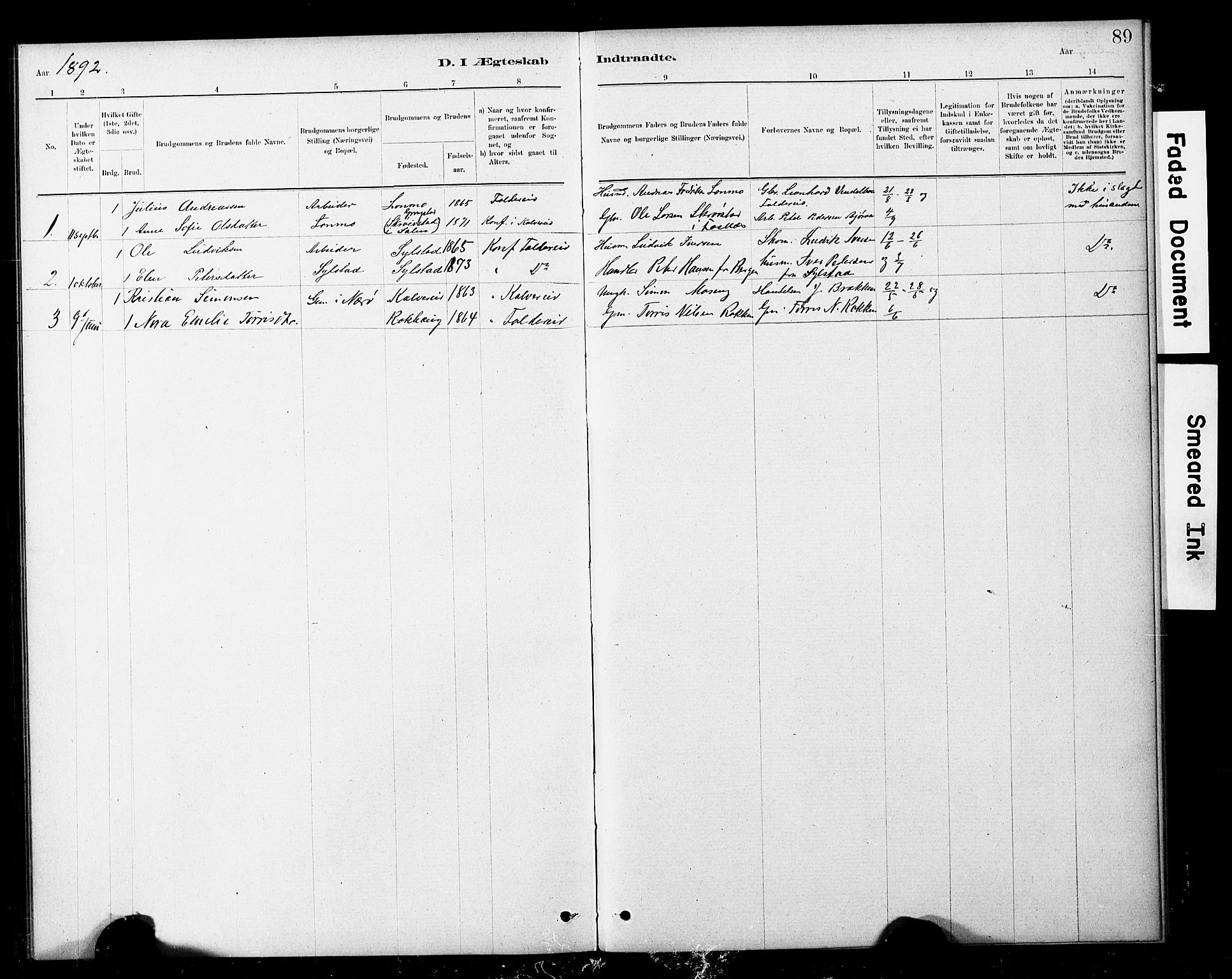 Ministerialprotokoller, klokkerbøker og fødselsregistre - Nord-Trøndelag, SAT/A-1458/783/L0661: Klokkerbok nr. 783C01, 1878-1893, s. 89