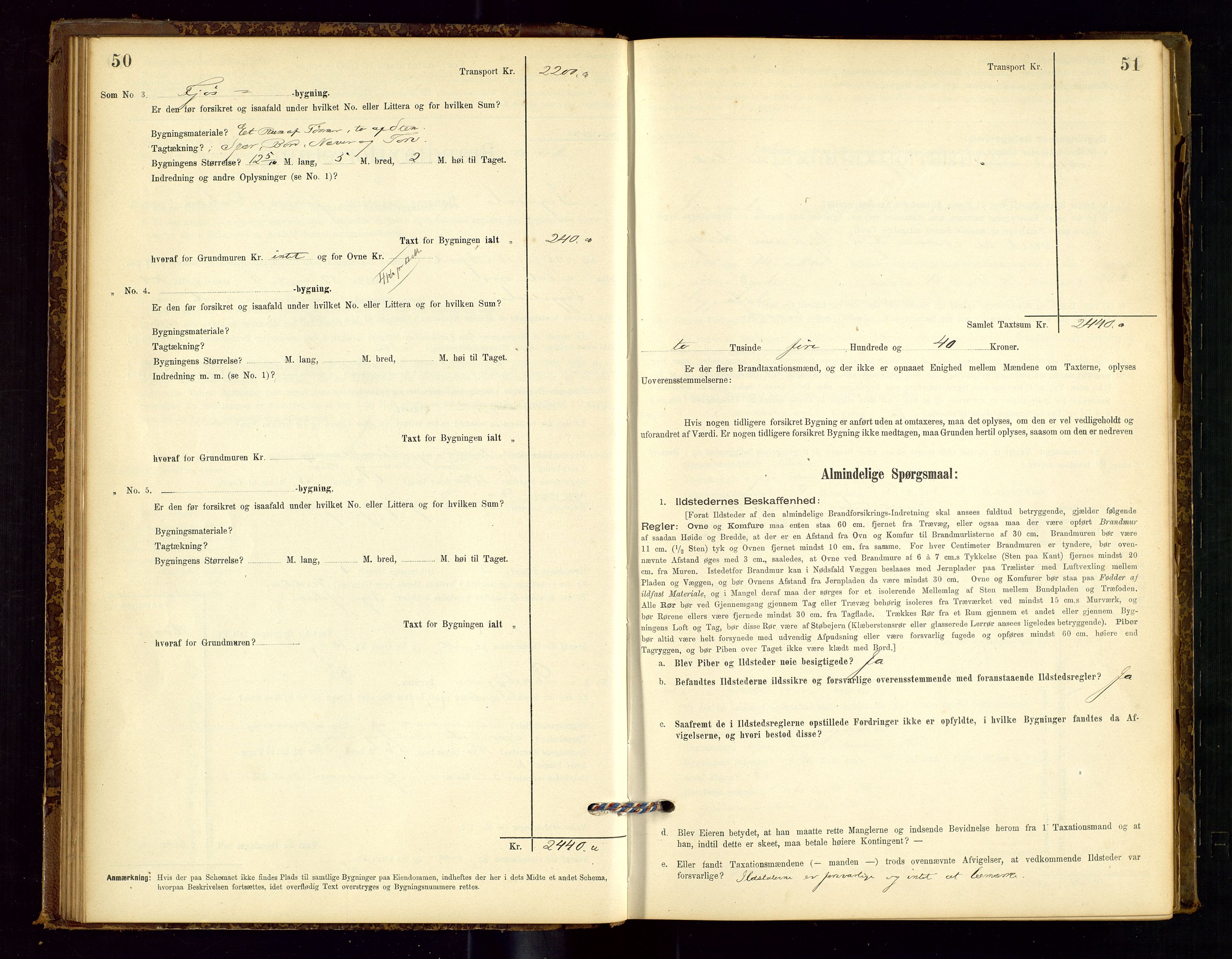 Sokndal lensmannskontor, AV/SAST-A-100417/Gob/L0001: "Brandtaxt-Protokol", 1895-1902, s. 50-51