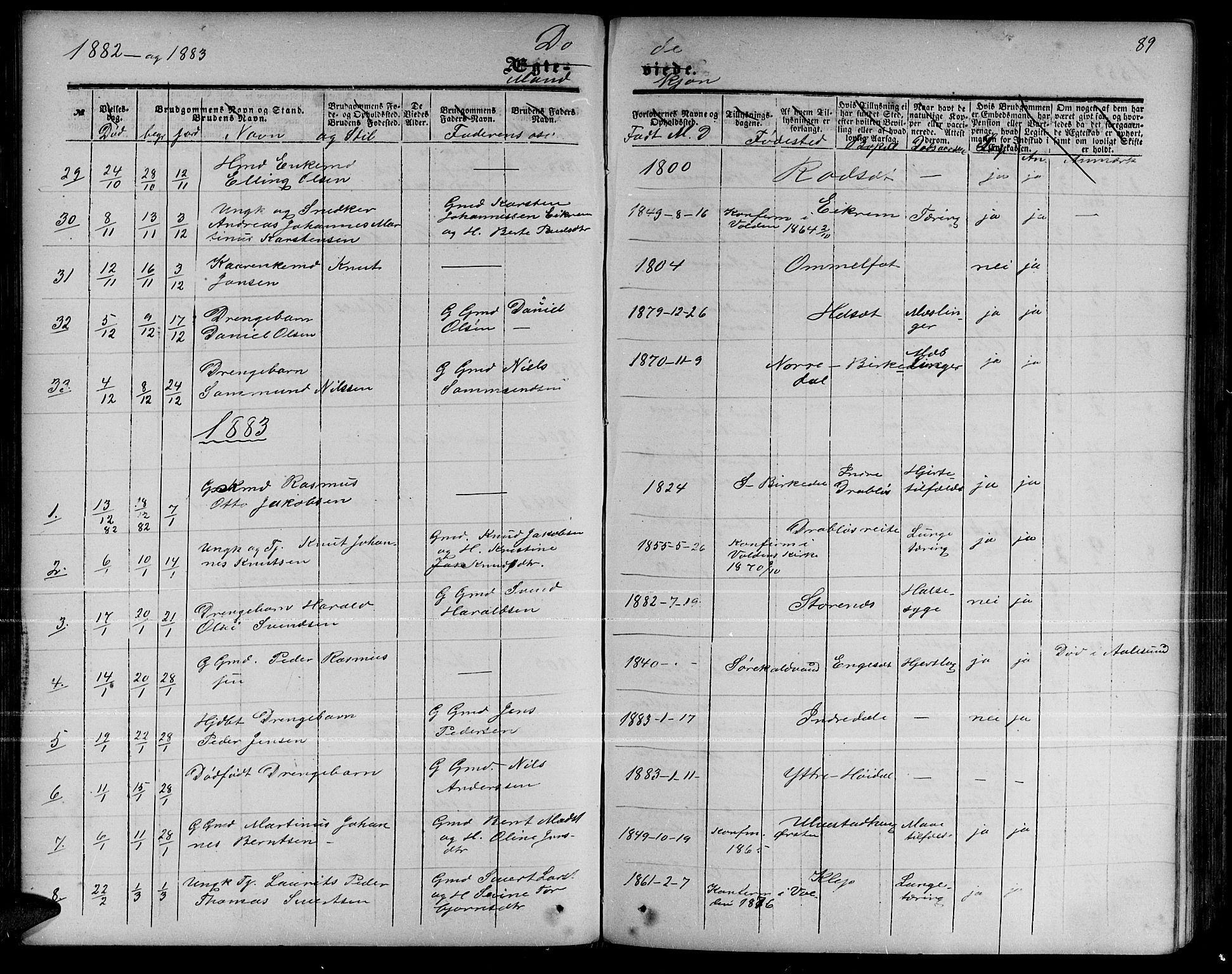 Ministerialprotokoller, klokkerbøker og fødselsregistre - Møre og Romsdal, AV/SAT-A-1454/511/L0157: Klokkerbok nr. 511C03, 1864-1884, s. 89