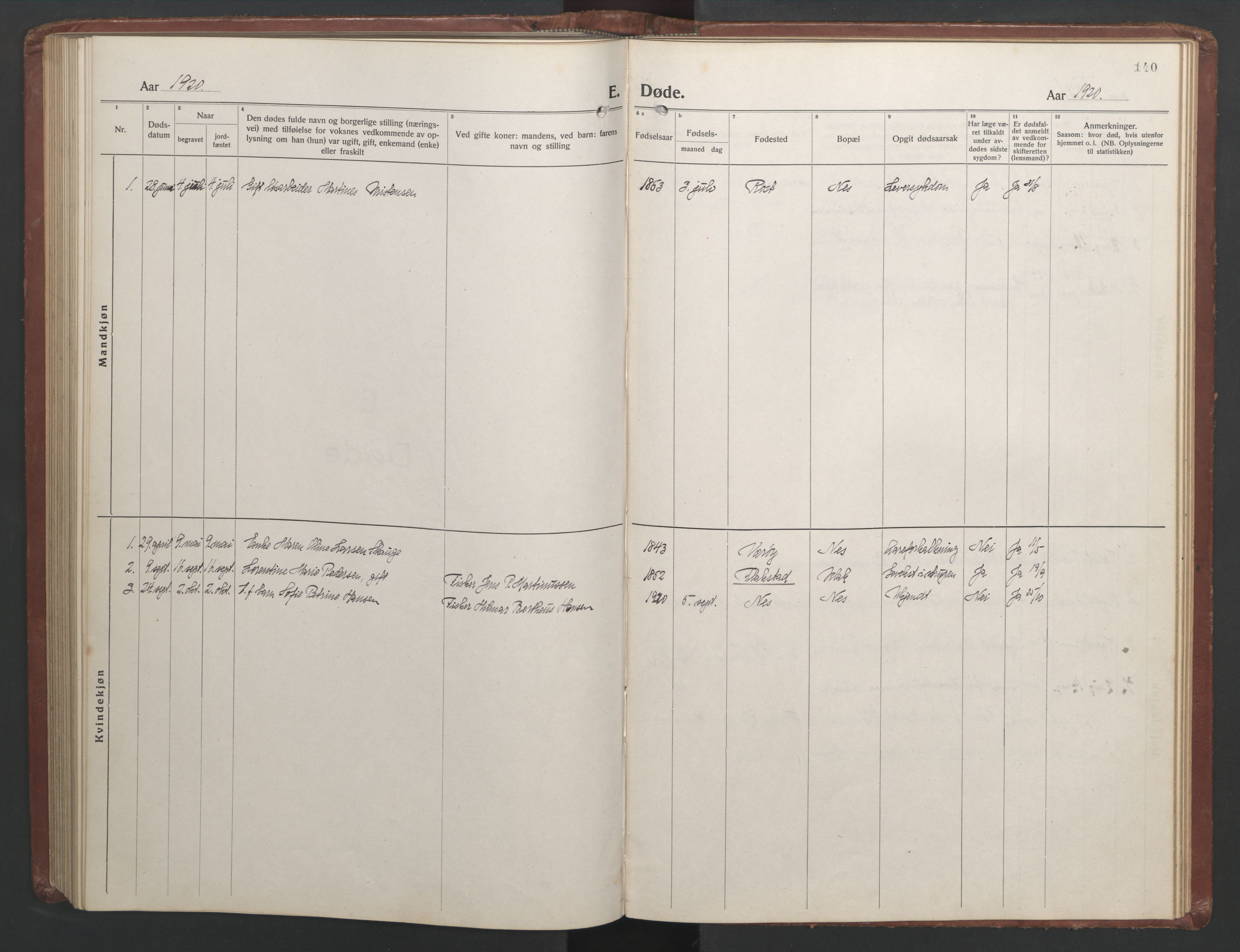 Ministerialprotokoller, klokkerbøker og fødselsregistre - Nordland, AV/SAT-A-1459/808/L0132: Klokkerbok nr. 808C03, 1920-1946, s. 140