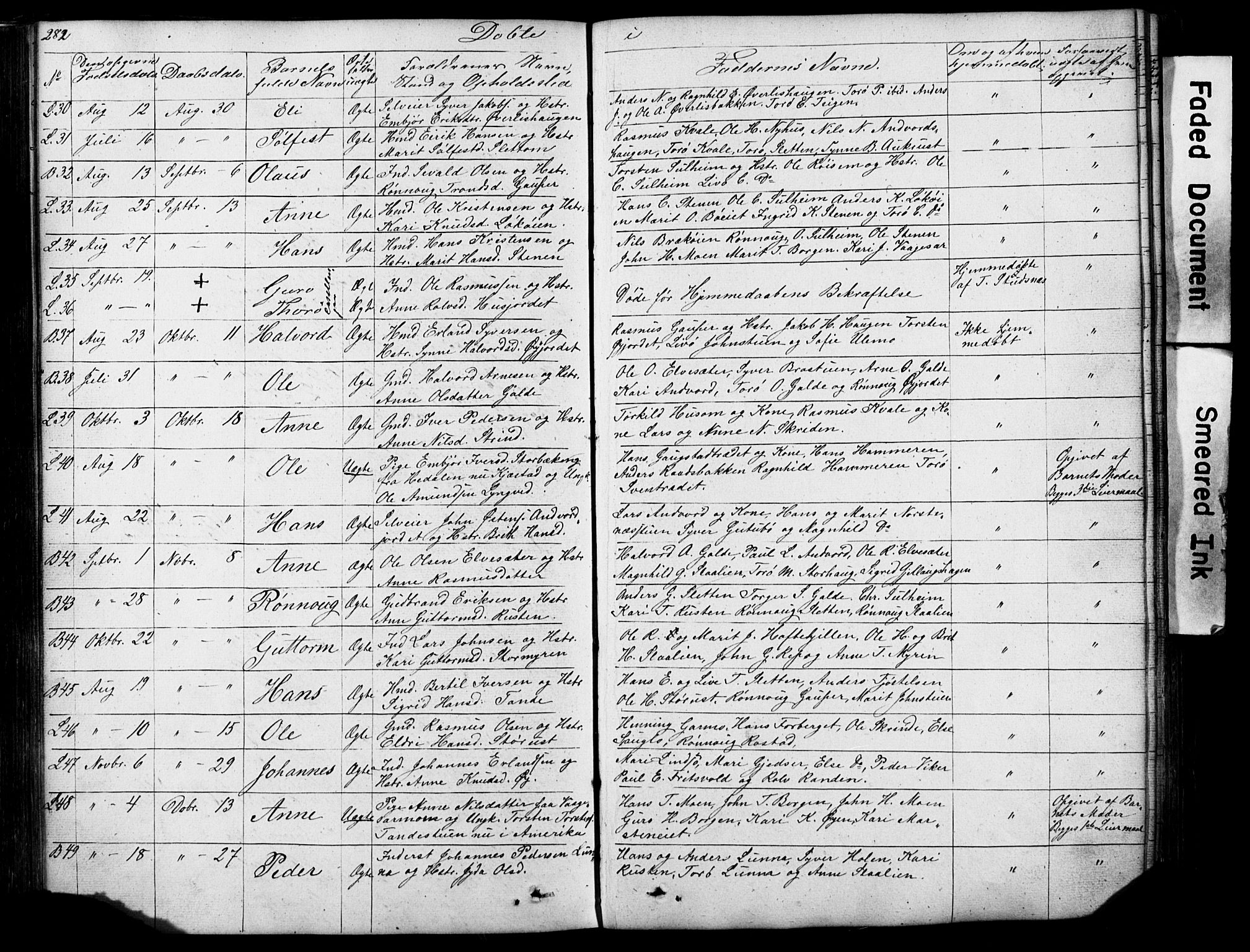 Lom prestekontor, AV/SAH-PREST-070/L/L0012: Klokkerbok nr. 12, 1845-1873, s. 282-283