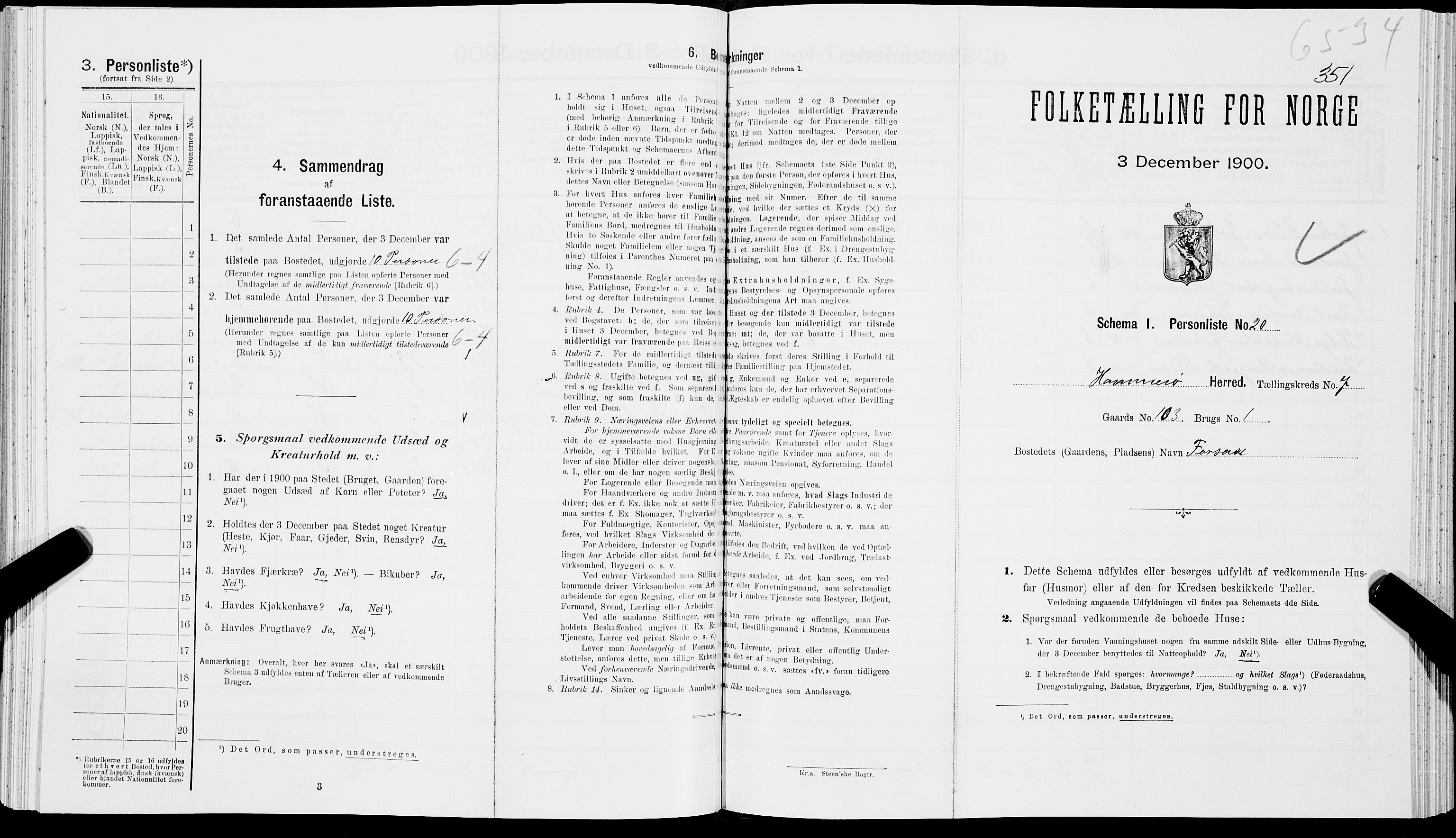 SAT, Folketelling 1900 for 1849 Hamarøy herred, 1900, s. 841