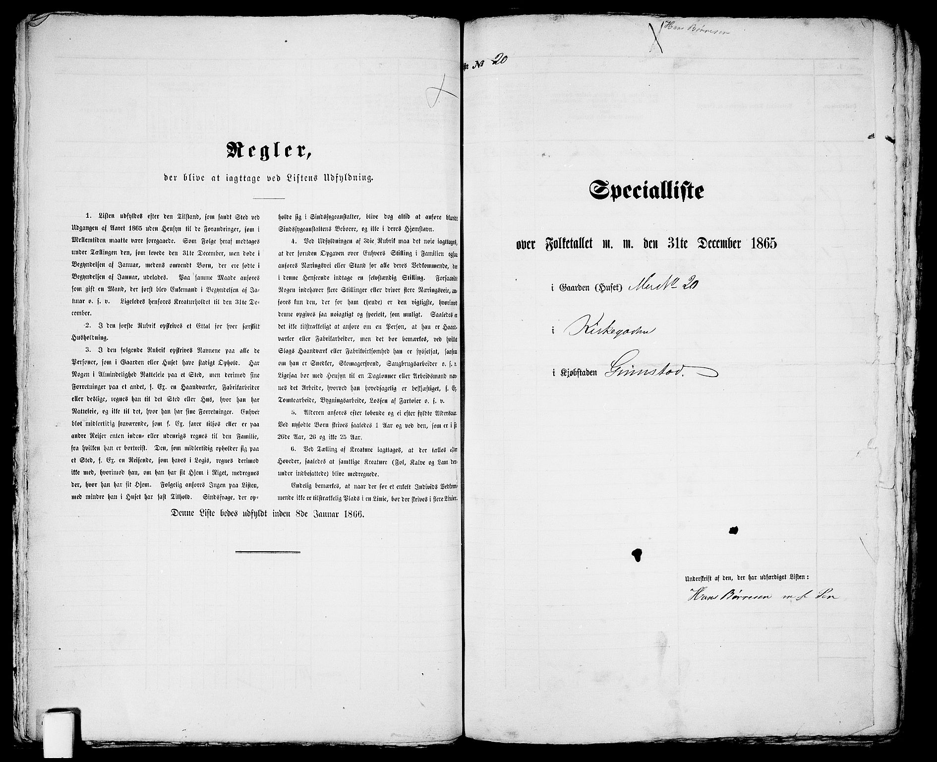 RA, Folketelling 1865 for 0904B Fjære prestegjeld, Grimstad kjøpstad, 1865, s. 46