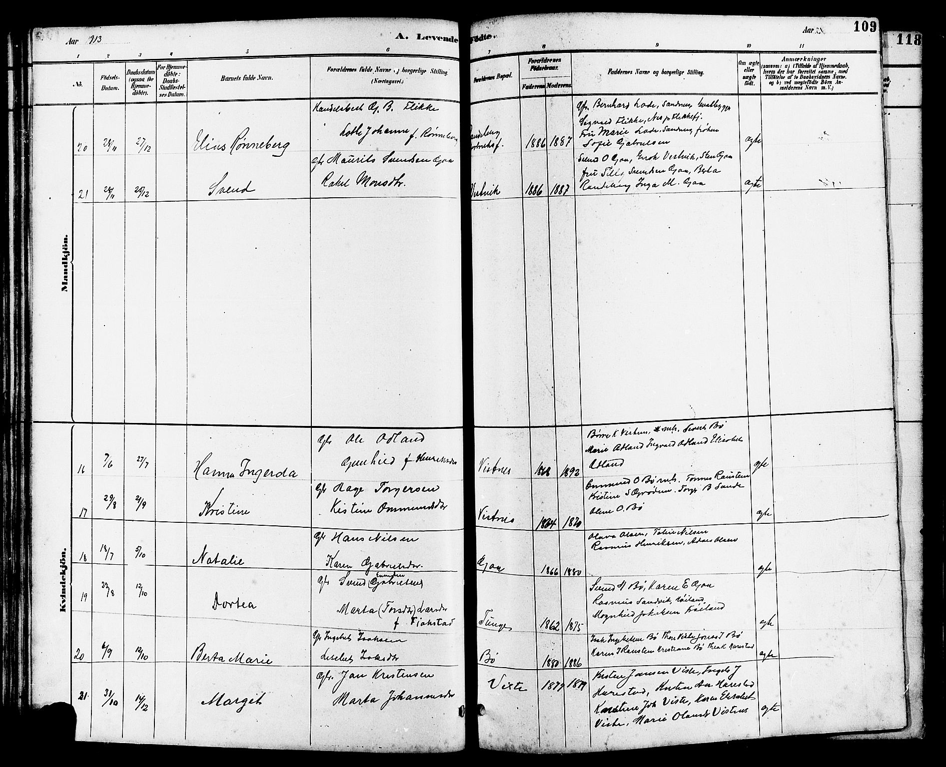 Hetland sokneprestkontor, AV/SAST-A-101826/30/30BB/L0006: Klokkerbok nr. B 6, 1878-1921, s. 109