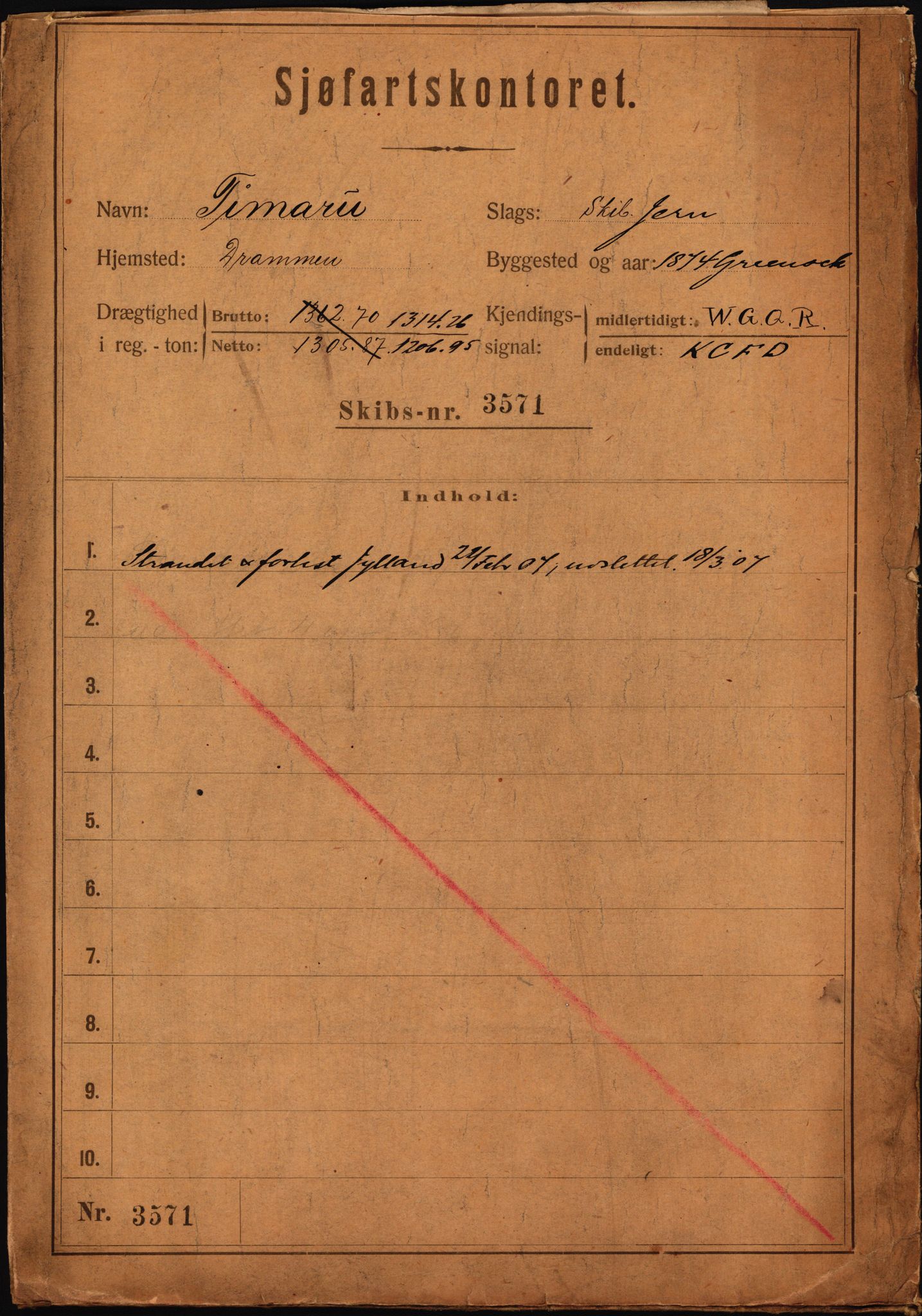Sjøfartsdirektoratet med forløpere, skipsmapper slettede skip, AV/RA-S-4998/F/Fa/L1130: --, 1874-1923, s. 1