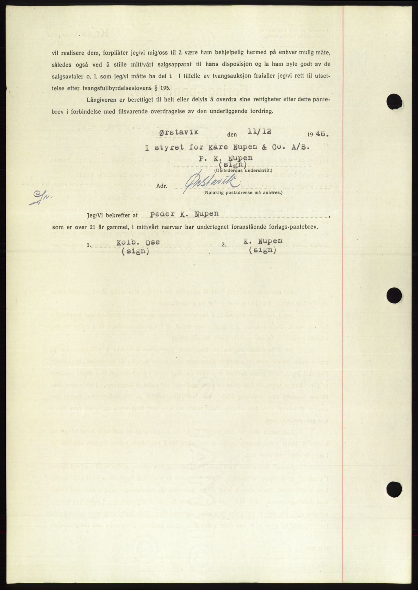 Søre Sunnmøre sorenskriveri, AV/SAT-A-4122/1/2/2C/L0114: Pantebok nr. 1-2B, 1943-1947, Dagboknr: 1662/1946