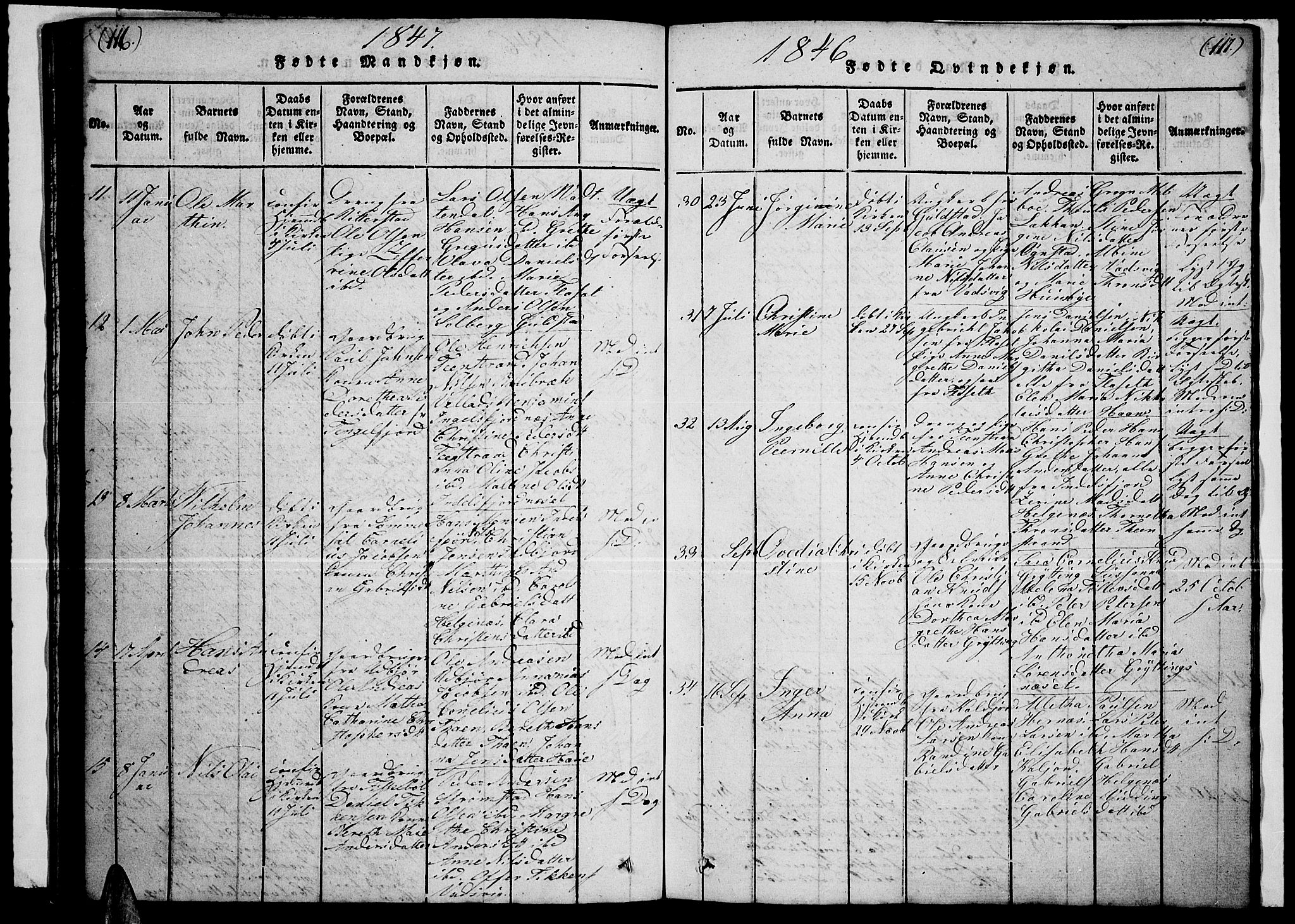 Ministerialprotokoller, klokkerbøker og fødselsregistre - Nordland, AV/SAT-A-1459/888/L1263: Klokkerbok nr. 888C02 /1, 1820-1850, s. 116-117