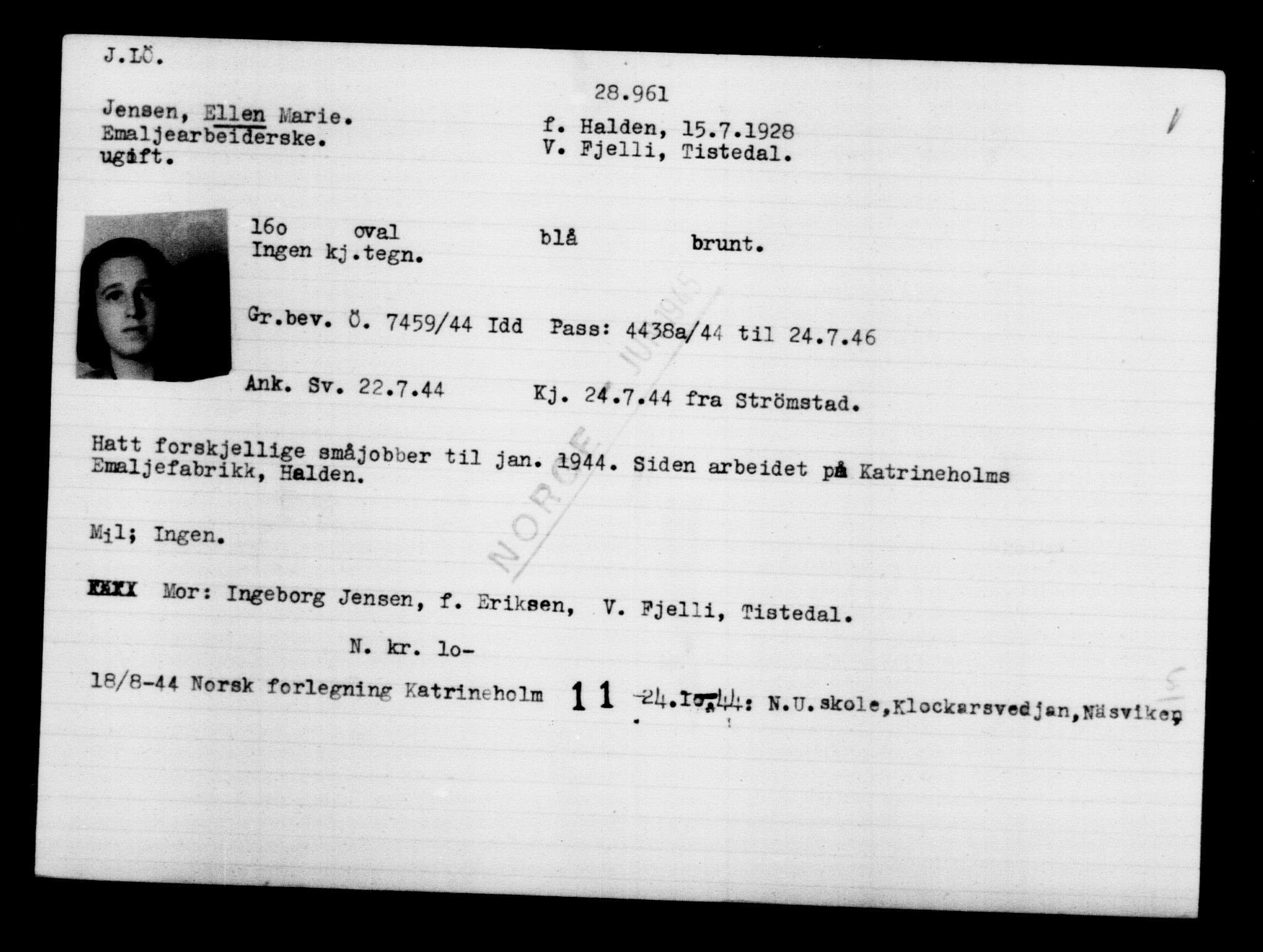 Utenriksstasjonene, Legasjonen i Stockholm, Flyktningkontoret, AV/RA-S-6753/V/Va/L0012: Kjesäterkartoteket, flyktninger med registreringsnr. 28300-31566, 1940-1945, s. 713