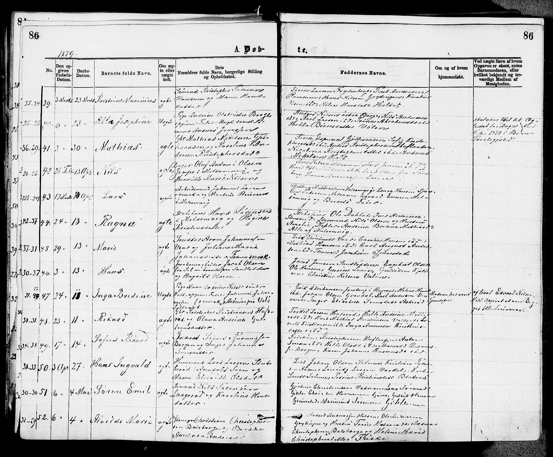 Stokke kirkebøker, AV/SAKO-A-320/F/Fa/L0009: Ministerialbok nr. I 9, 1872-1883, s. 86