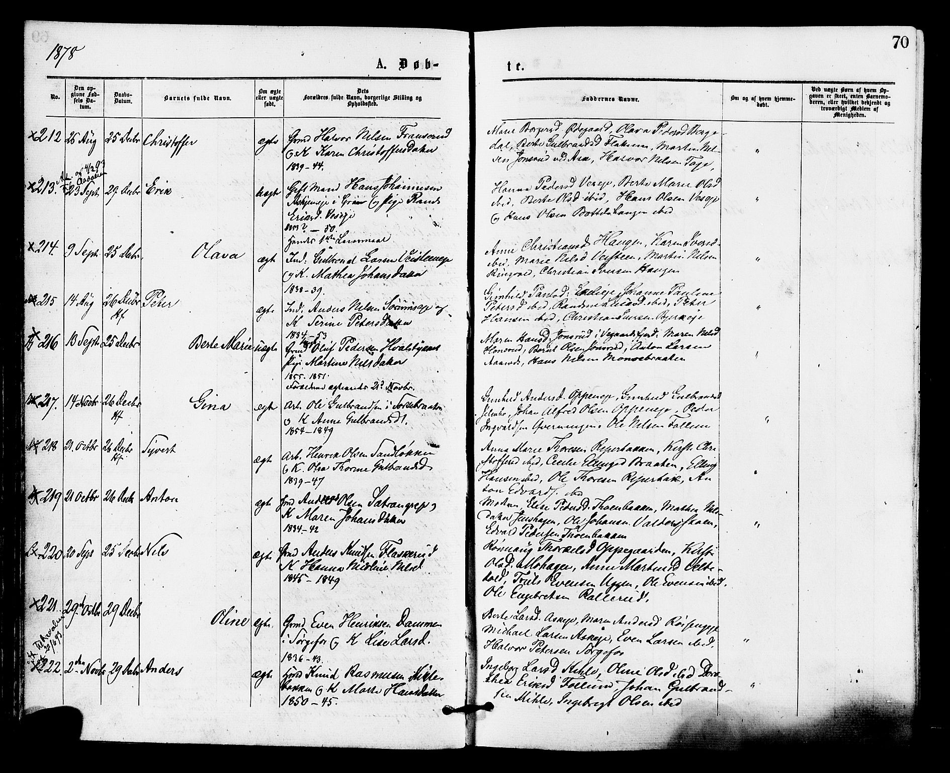 Norderhov kirkebøker, AV/SAKO-A-237/F/Fa/L0015: Ministerialbok nr. 15, 1875-1884, s. 70