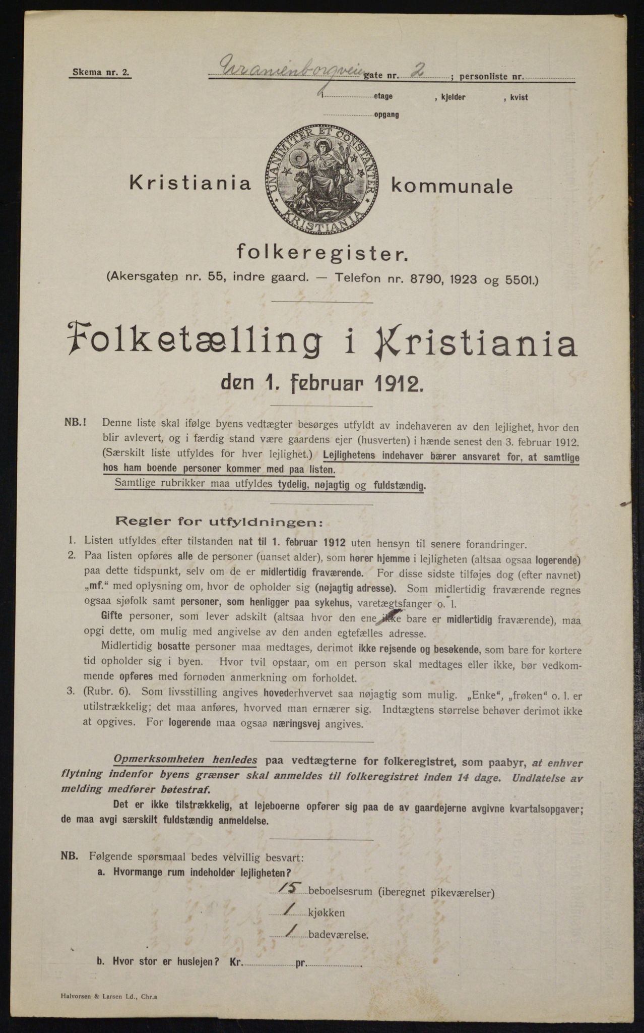 OBA, Kommunal folketelling 1.2.1912 for Kristiania, 1912, s. 120350