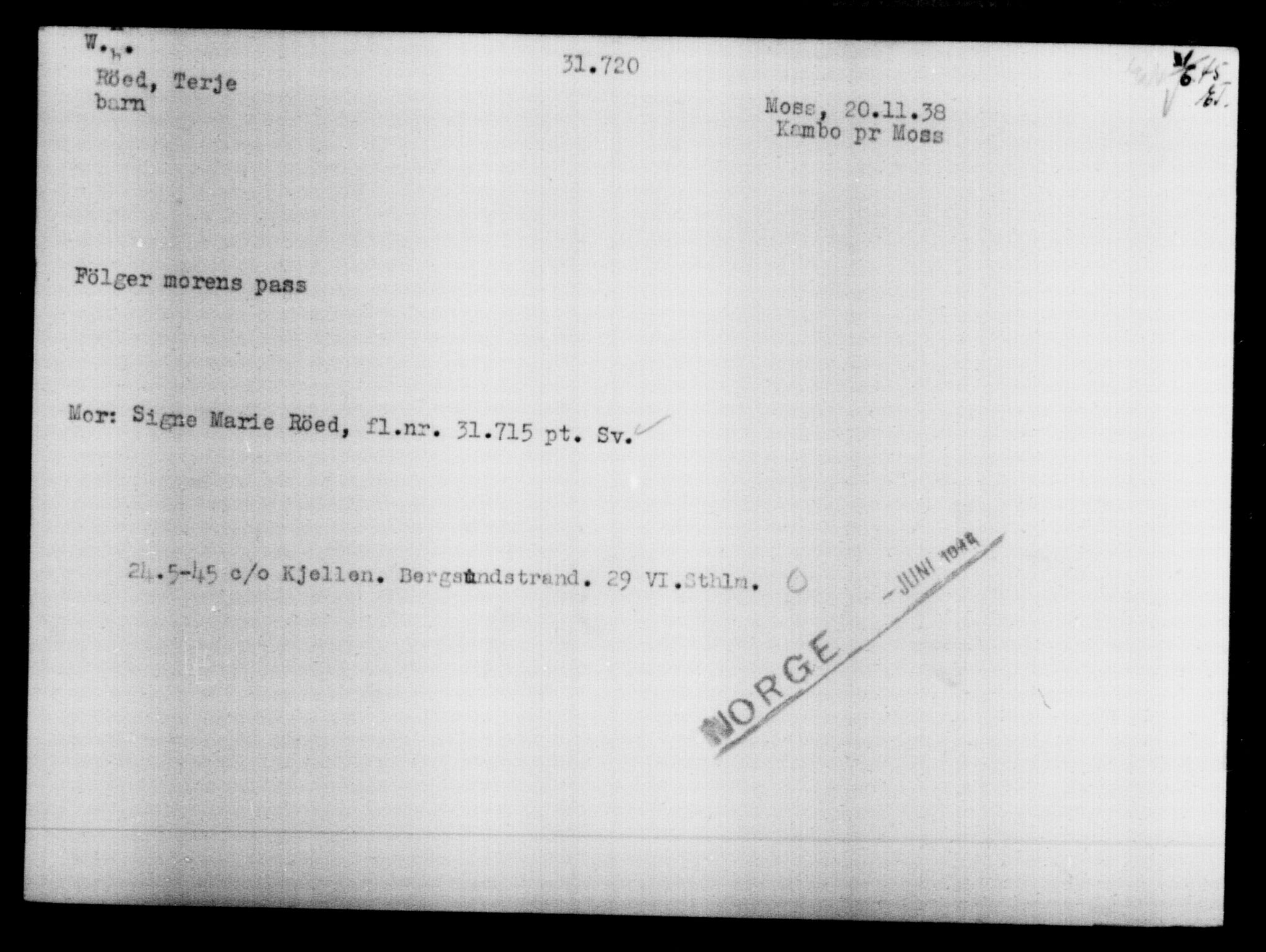 Den Kgl. Norske Legasjons Flyktningskontor, AV/RA-S-6753/V/Va/L0013: Kjesäterkartoteket.  Flyktningenr. 31500-34731, 1940-1945, s. 237