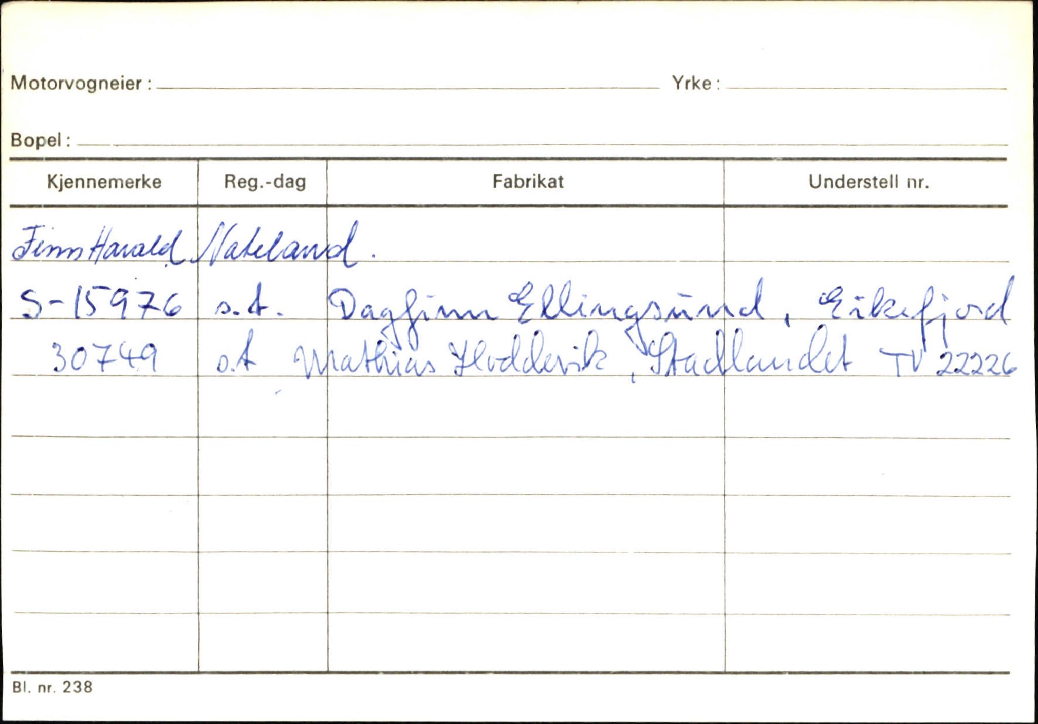 Statens vegvesen, Sogn og Fjordane vegkontor, AV/SAB-A-5301/4/F/L0144: Registerkort Vågsøy A-R, 1945-1975, s. 1223