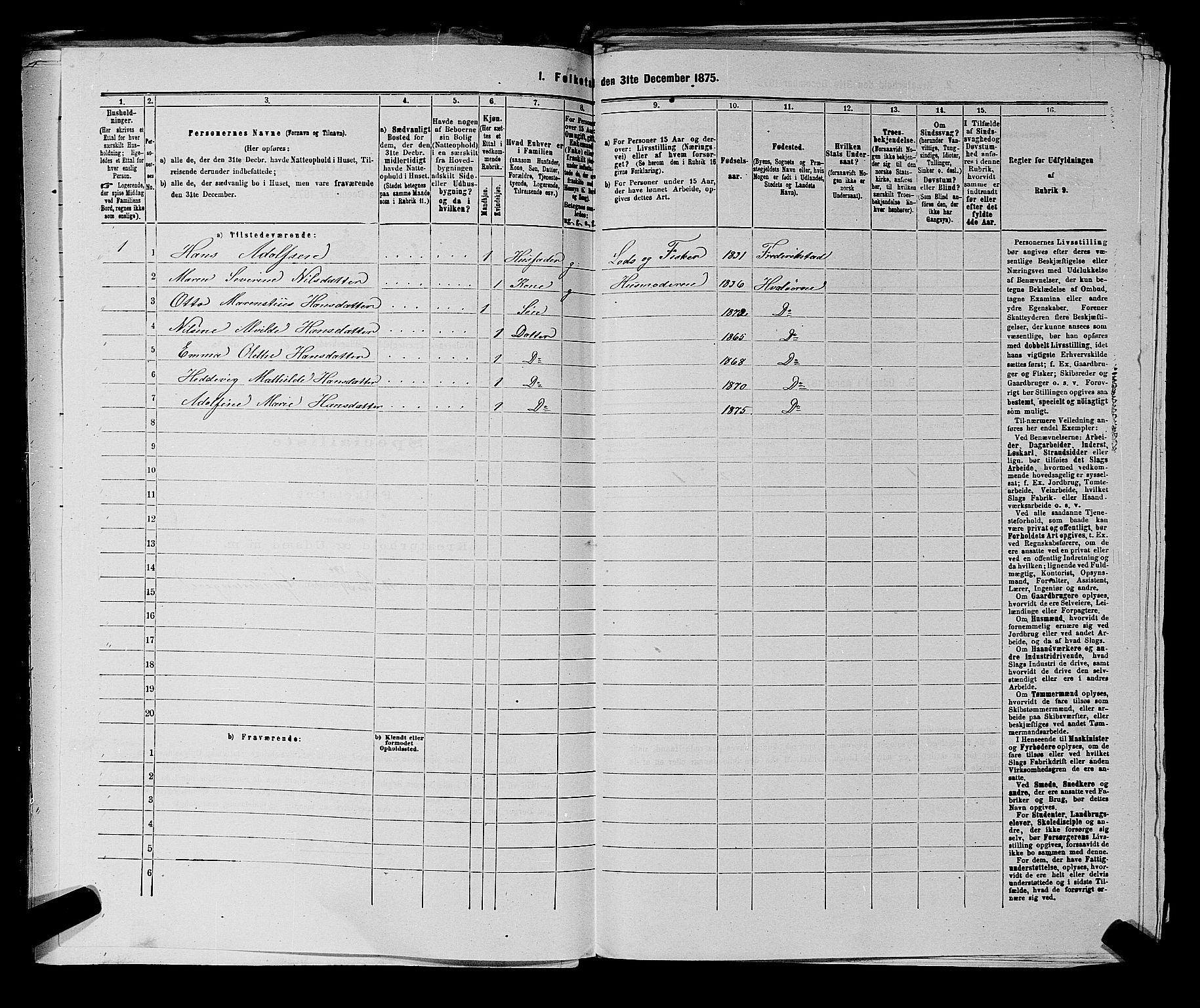 RA, Folketelling 1875 for 0111P Hvaler prestegjeld, 1875, s. 822