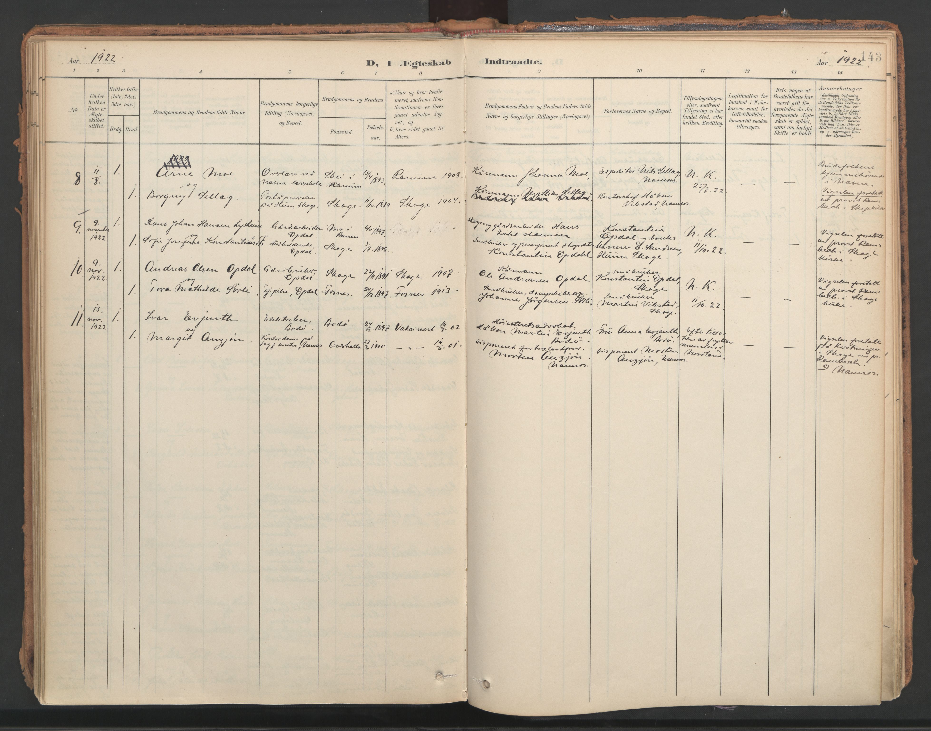 Ministerialprotokoller, klokkerbøker og fødselsregistre - Nord-Trøndelag, AV/SAT-A-1458/766/L0564: Ministerialbok nr. 767A02, 1900-1932, s. 143