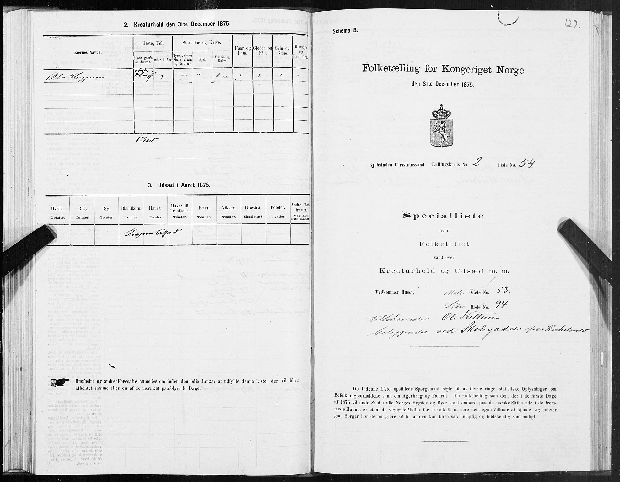 SAT, Folketelling 1875 for 1503B Kristiansund prestegjeld, Kristiansund kjøpstad, 1875, s. 2127