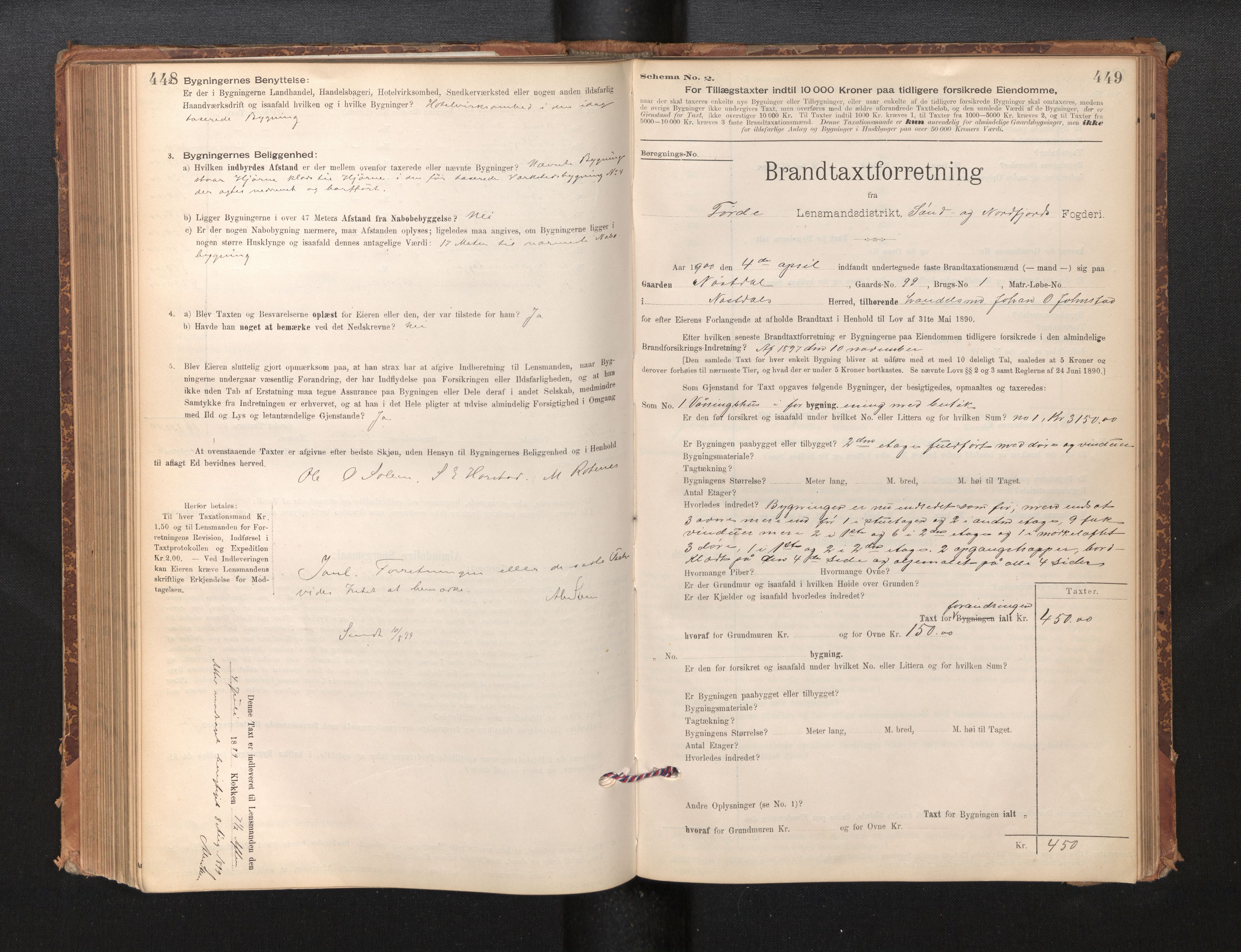 Lensmannen i Førde, AV/SAB-A-27401/0012/L0008: Branntakstprotokoll, skjematakst, 1895-1922, s. 448-449